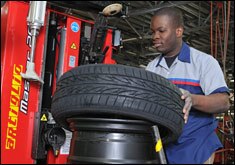 Placing Tire on Wheel