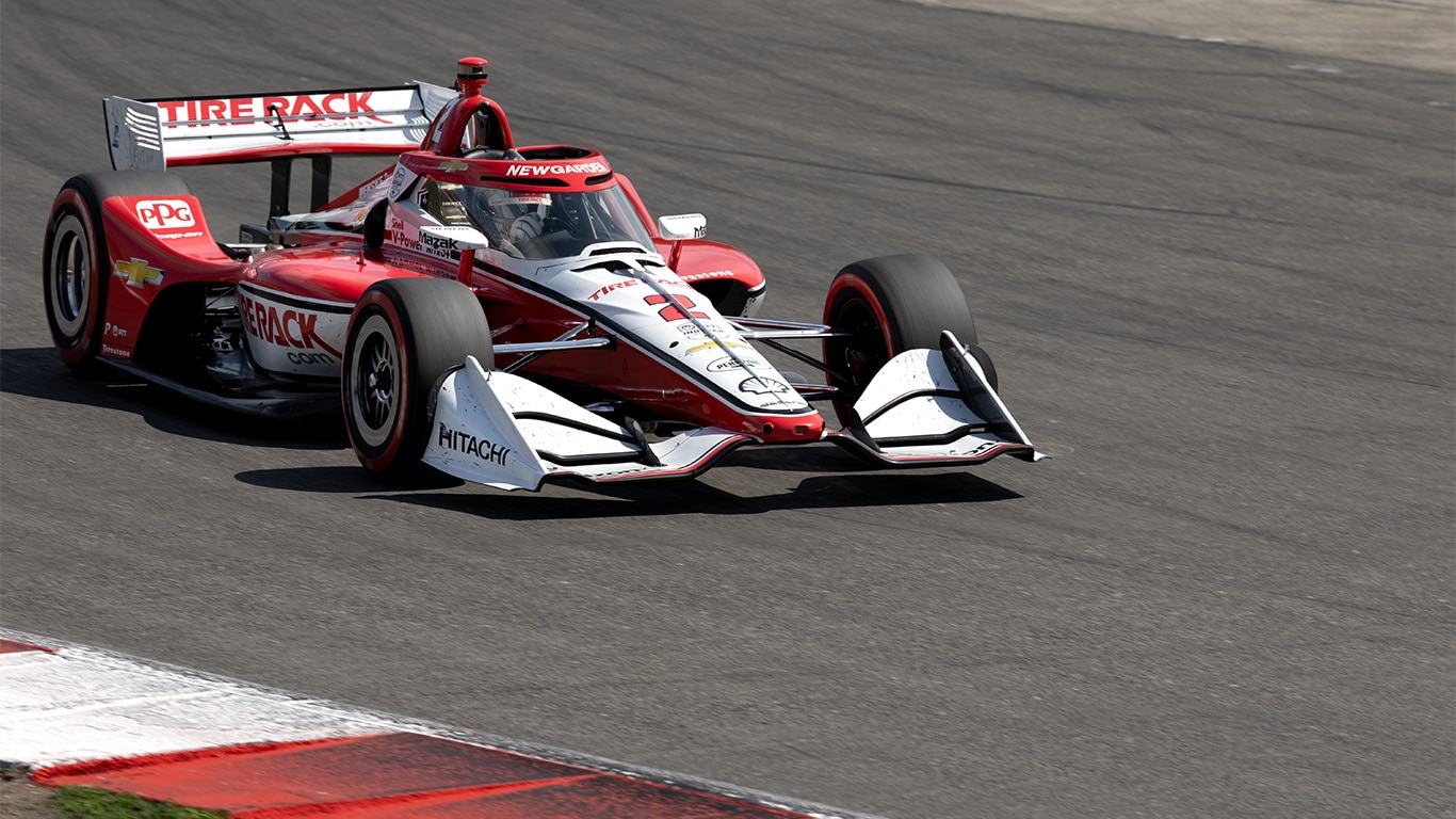 Josef Newgarden driving the number 2 Penske-branded car at the 2024 Grand Prix of Portland