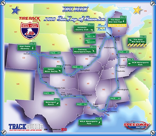 2018 Tire Rack One Lap of America Map