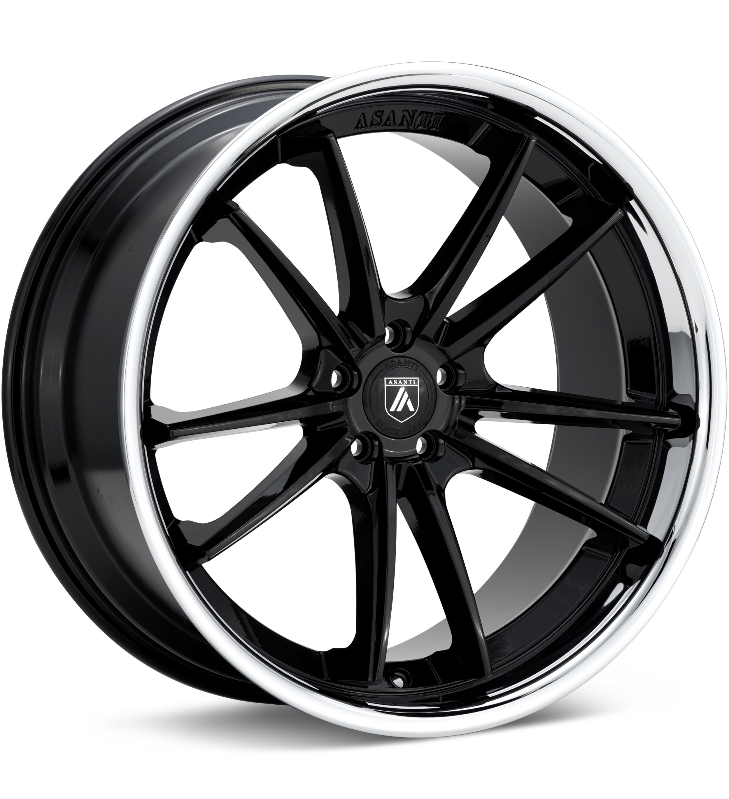 ASANTI Black Label ABL-23 Gloss Black w/Chrome Lip Wheels 20 In 20x9 +35