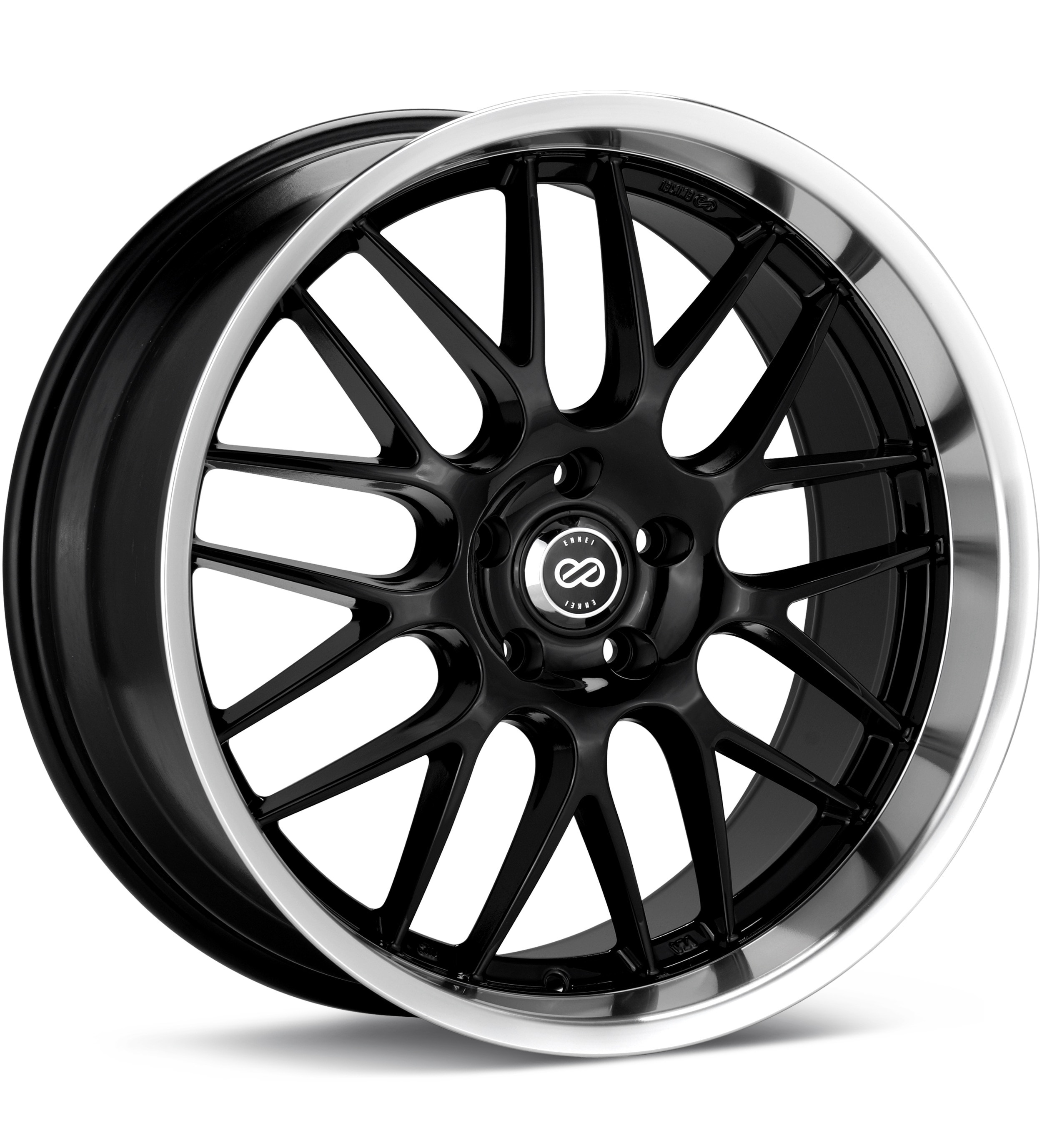 Enkei Performance Lusso Black w/Mach Lip Wheels 18 In 18x7.5 +42