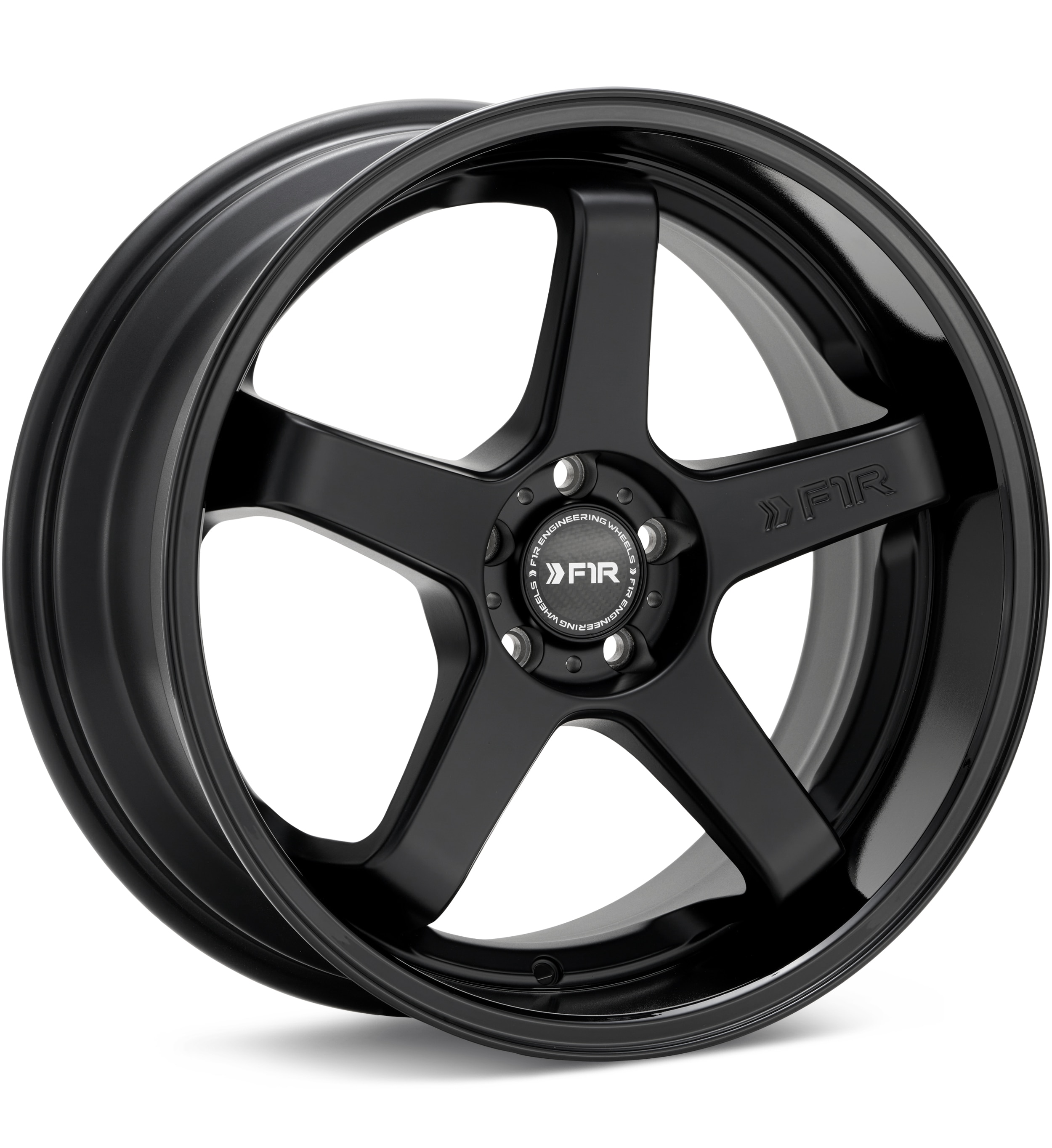 F1R Wheels FC5 Black w/Gloss Black Lip Wheels 18 In 18x8.5 +38 FC518855H38MBBKRH