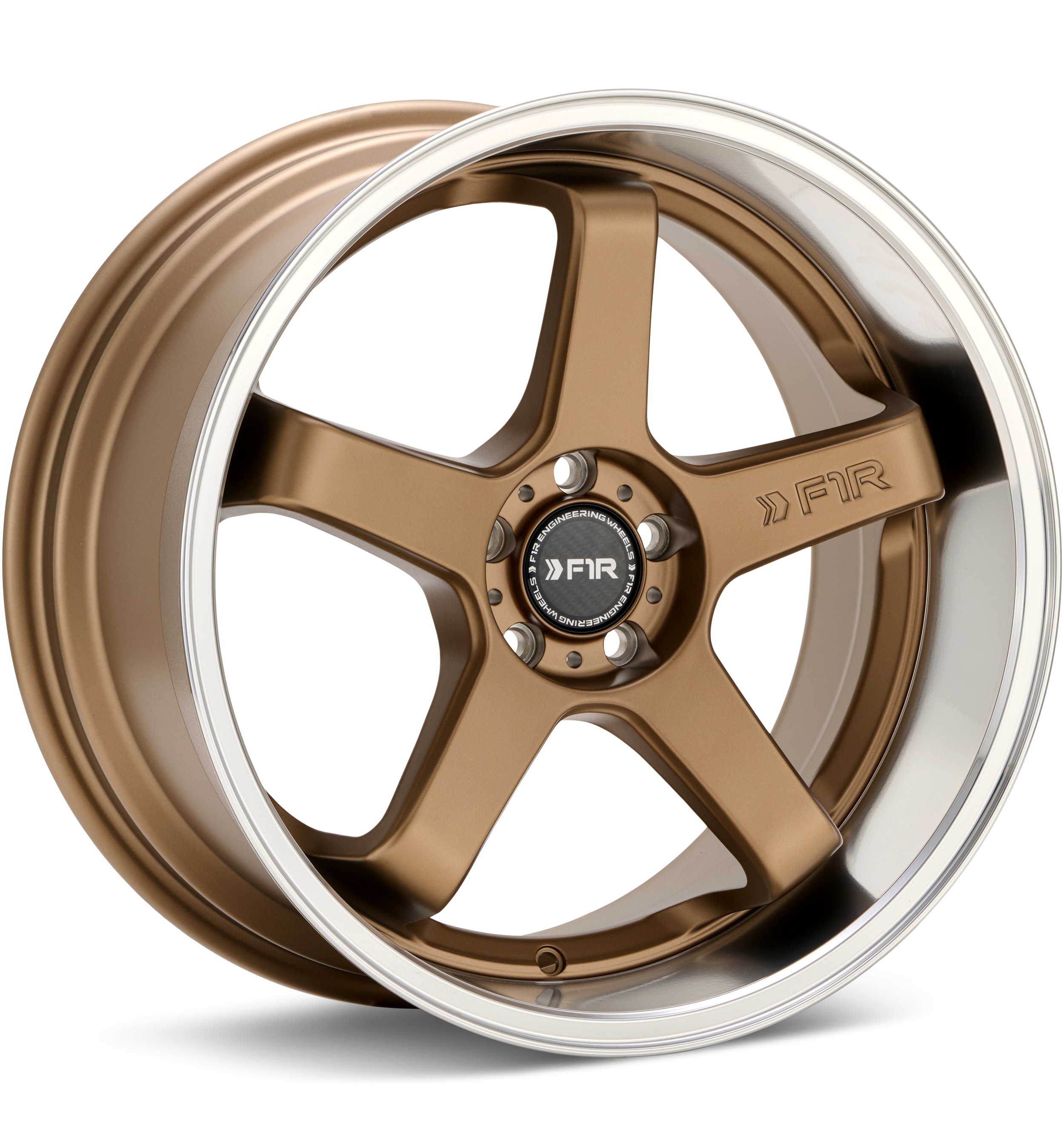 F1R Wheels FC5 Deep Lip Satin Bronze w/Polished Lip Wheels 18 In 18x9.5 +38 FC518955H38BZMRH