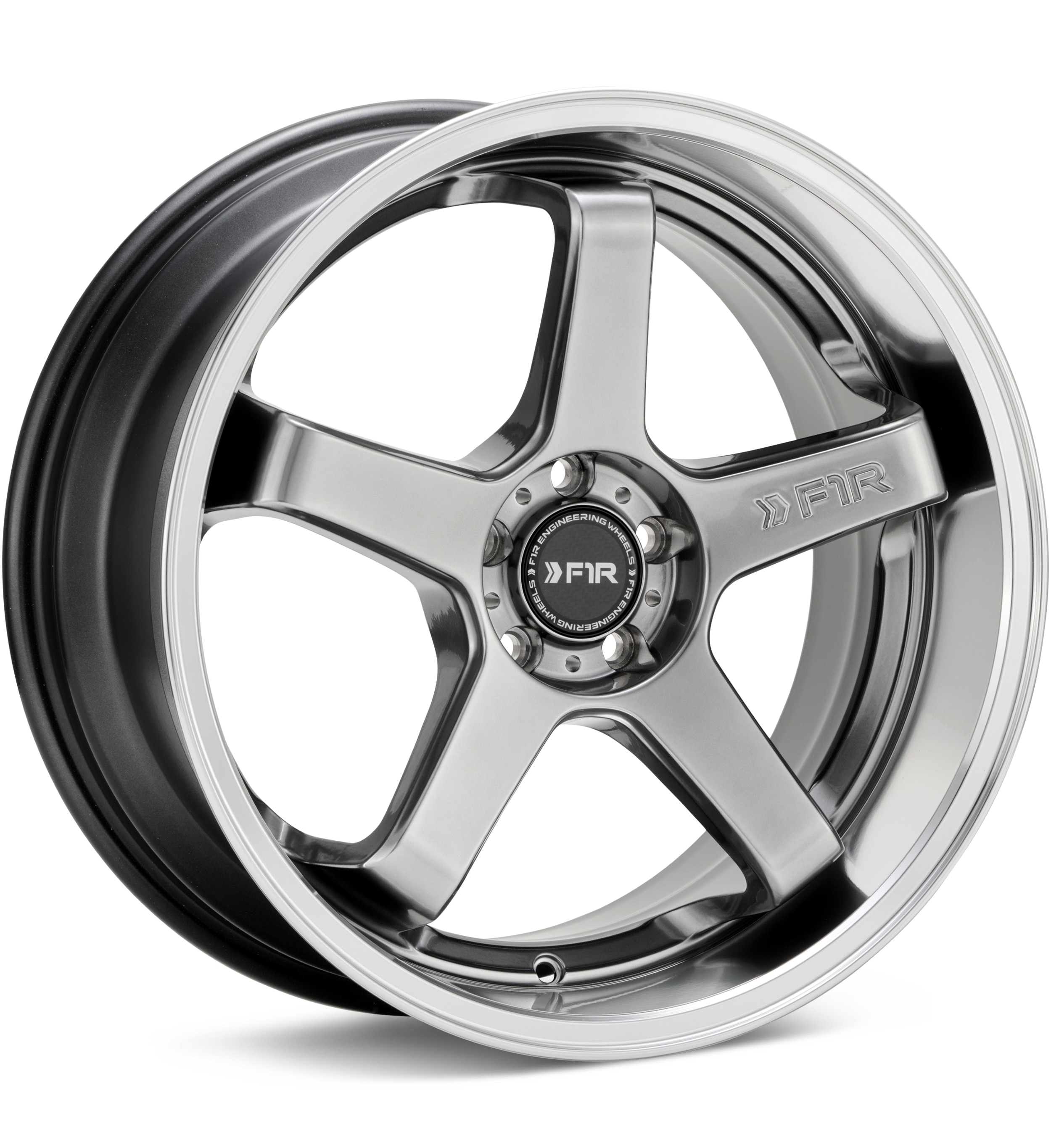 F1R Wheels FC5 Hyper Black w/Polished Lip Wheels 18 In 18x8.5 +38 FC518855H38HBMRH