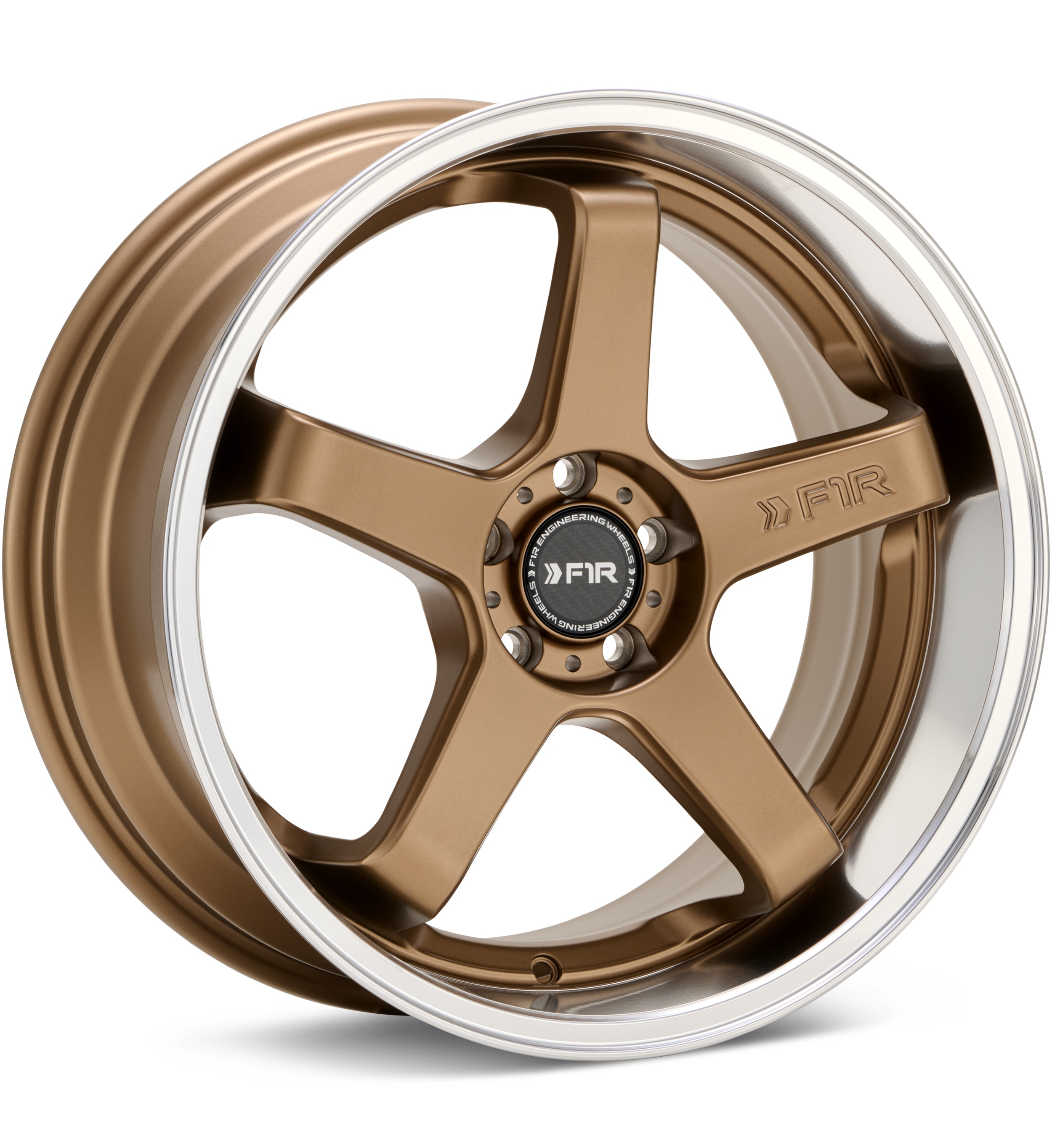 F1R Wheels FC5 Satin Bronze w/Polished Lip Wheels 18 In 18x8.5 +38 FC518855H38BZMRH