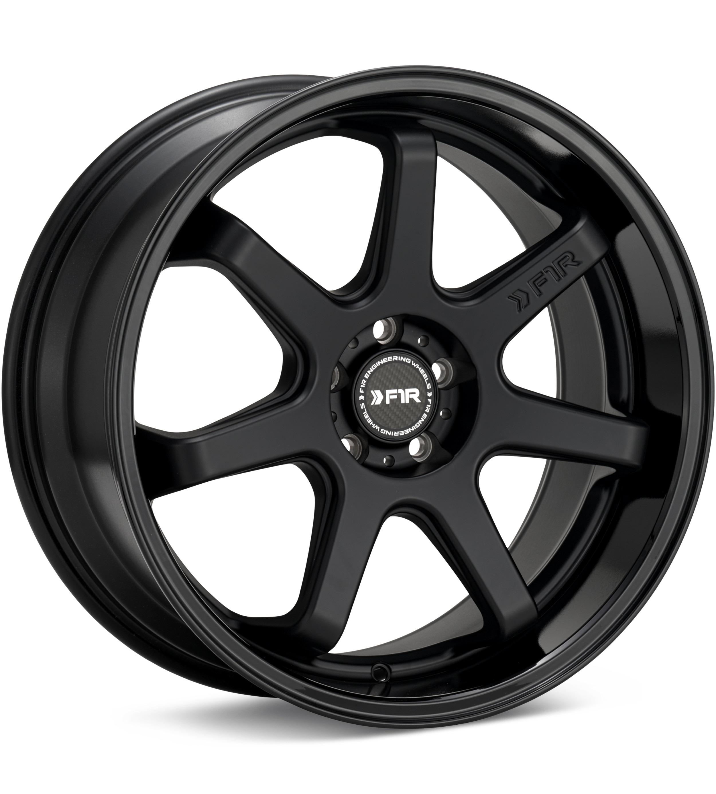 F1R Wheels FC7 Black w/Gloss Black Lip Wheels 18 In 18x8.5 +38 FC718855H38MBBKRH