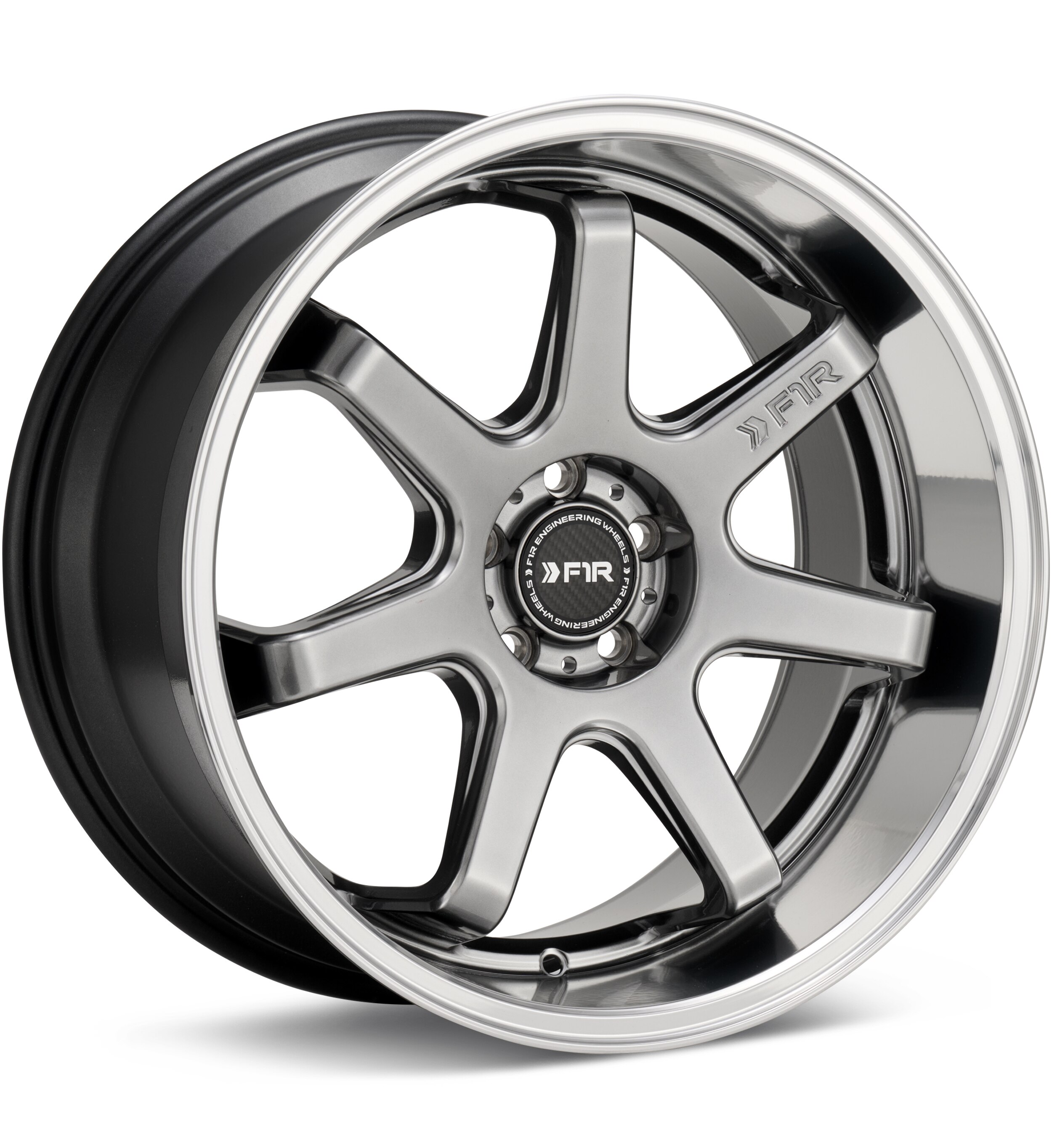 F1R Wheels FC7 Deep Lip Hyper Black w/Polished Lip Wheels 18 In 18x9.5 +38 FC718955H38HBMRH