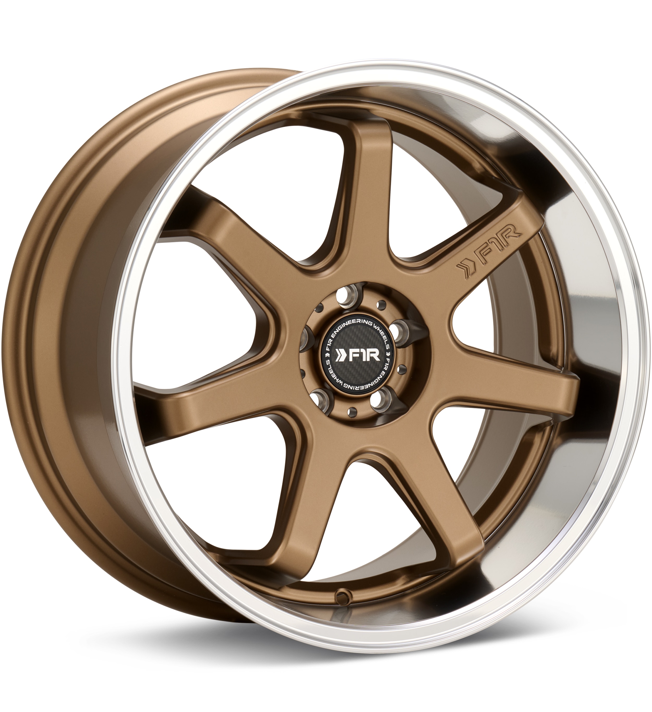 F1R Wheels FC7 Deep Lip Satin Bronze w/Polished Lip Wheels 18 In 18x9.5 +38 FC718955H38BZMRH