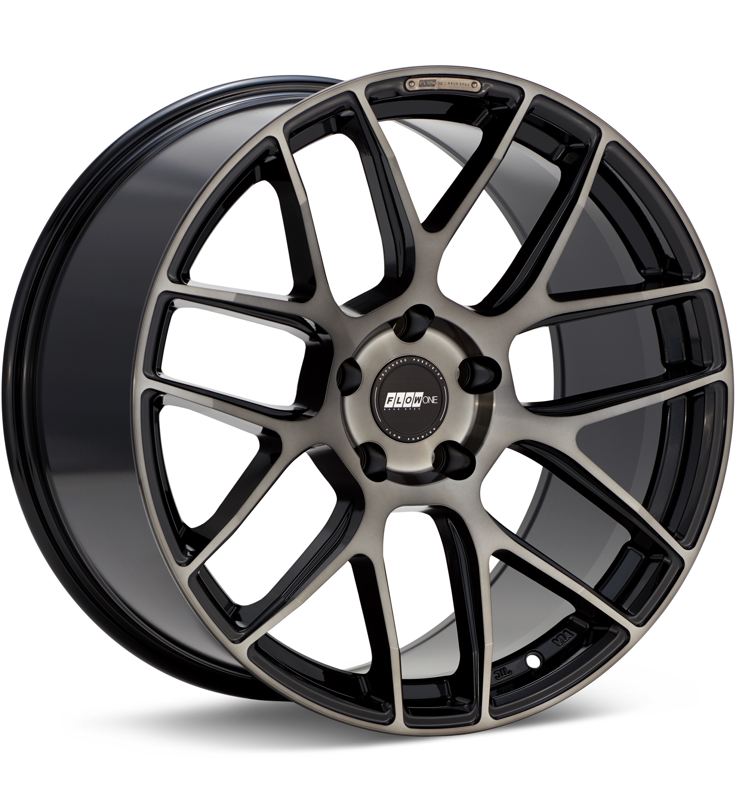 FLOW ONE Race Spec F2 Black Machined w/Dark Tint Wheels 18 In 18x8 +42