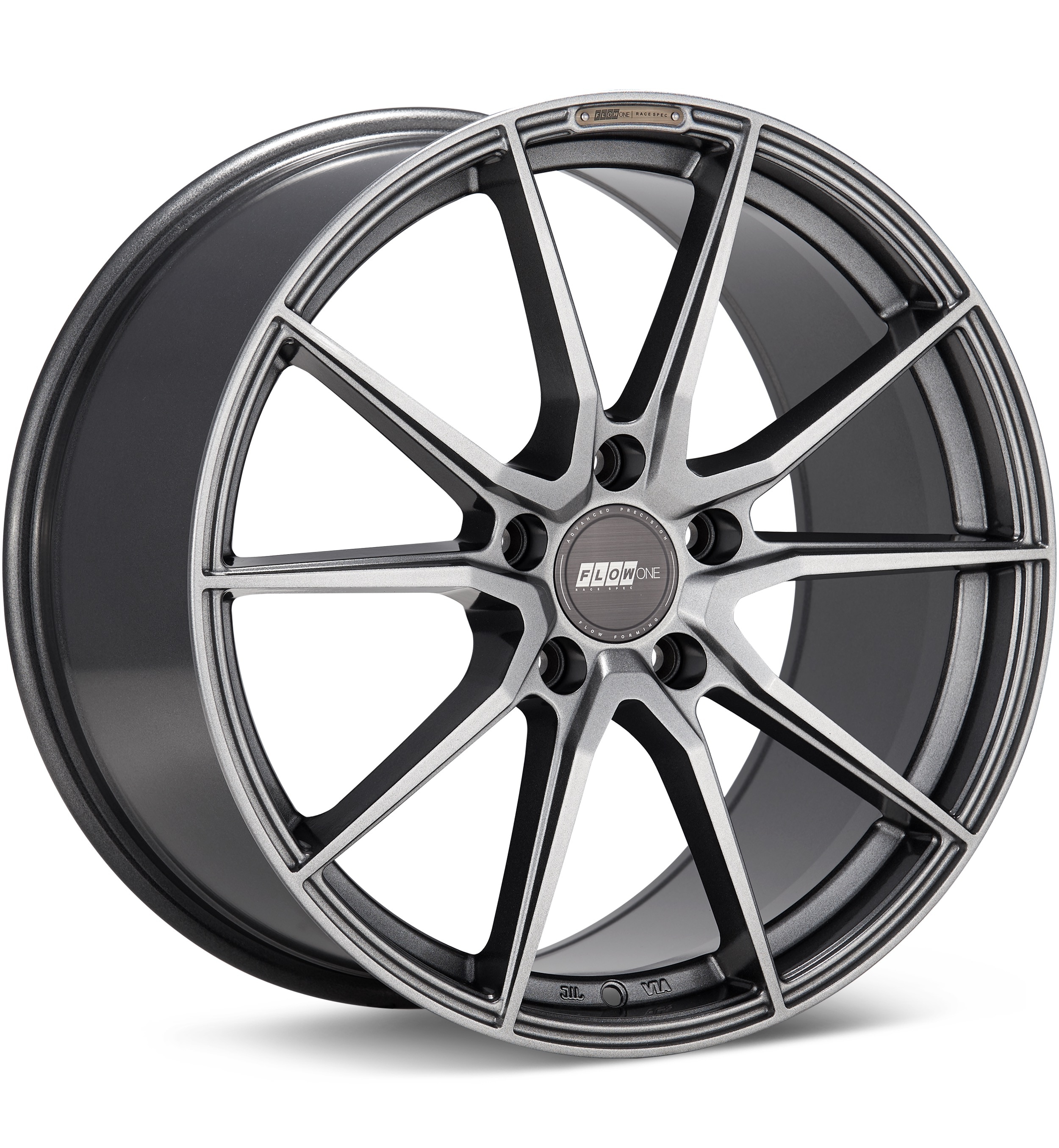 FLOW ONE Race Spec F4 Gloss Gunmetal Silver Wheels 19 In 19x10.5 54 F491501GGMS