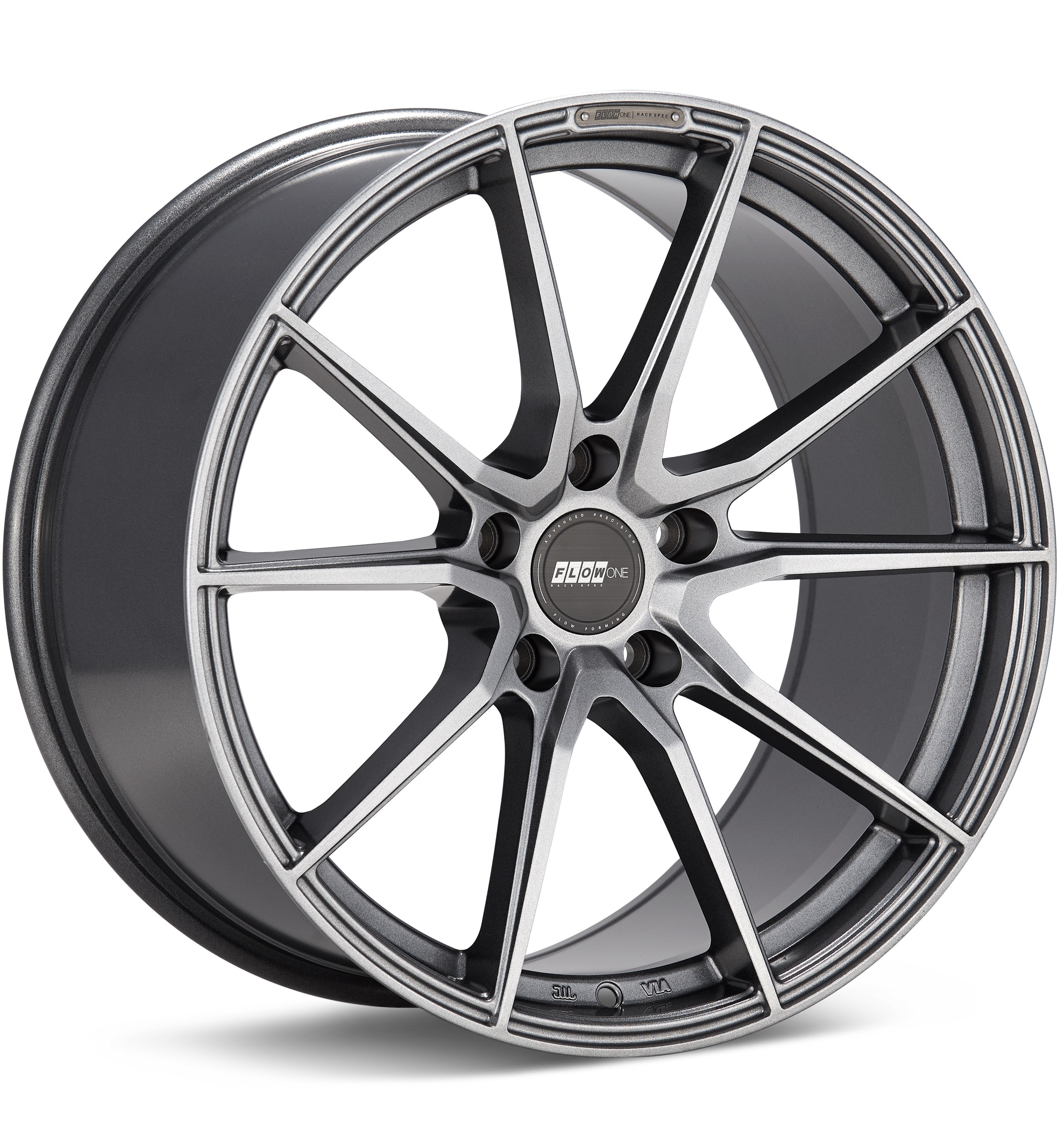 FLOW ONE Race Spec F4 Gloss Gunmetal Silver Wheels 19 In 19x10.5 54