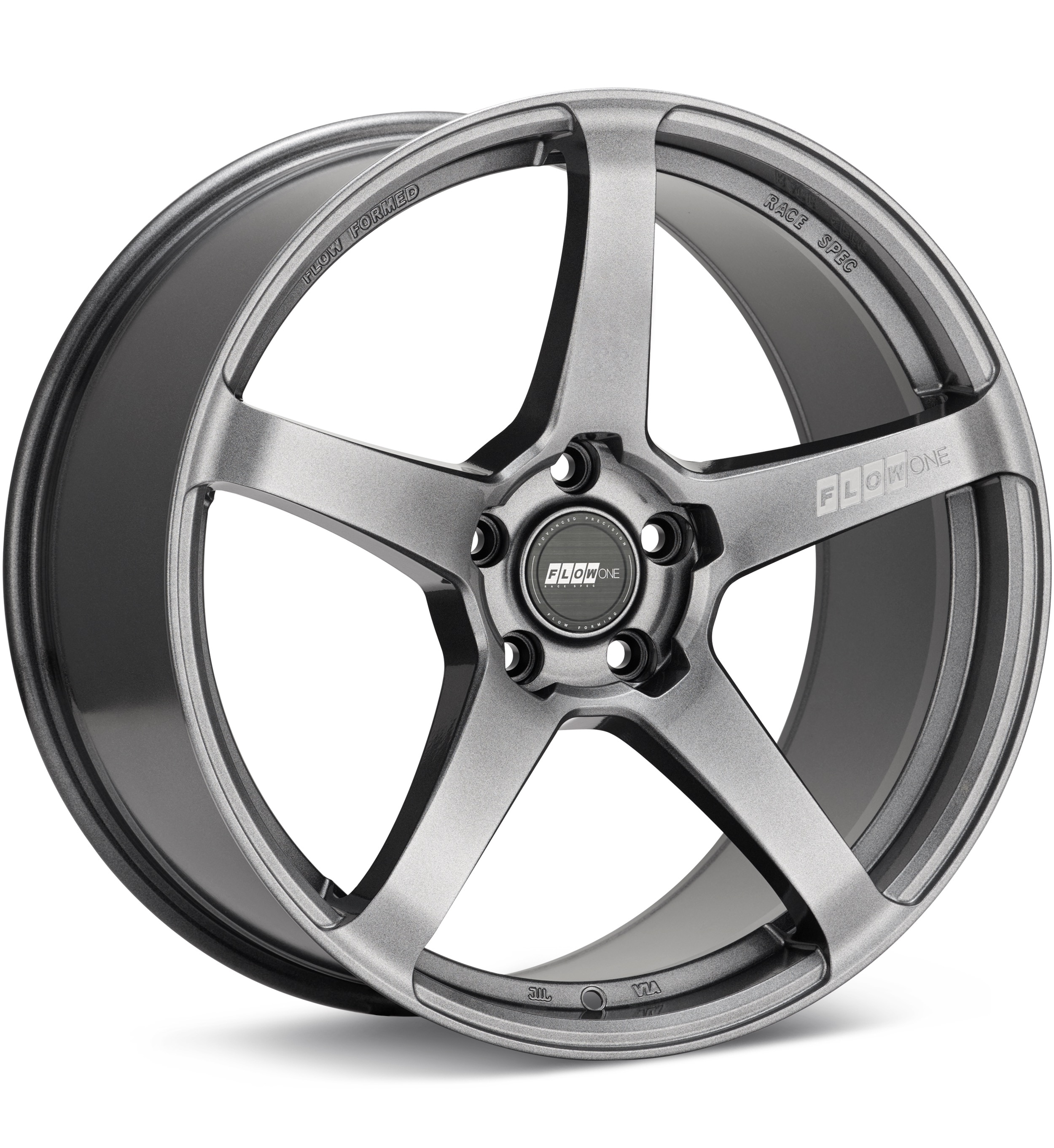 FLOW ONE Race Spec F5 Gloss Gunmetal Silver Wheels 20 In 20x8.5 +28
