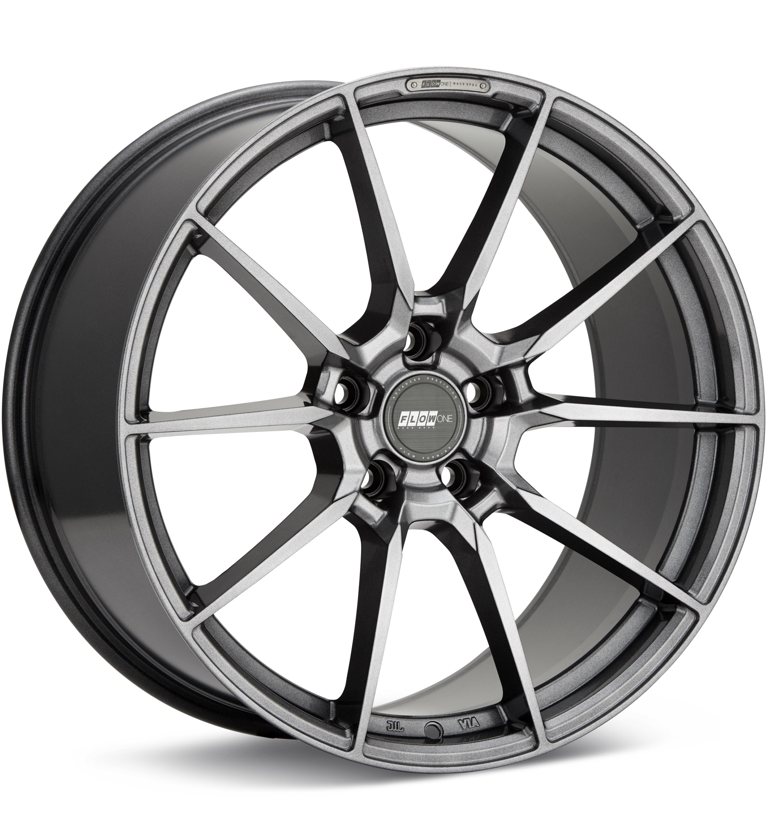 FLOW ONE Race Spec F6 Gloss Gunmetal Silver Wheels 20 In 20x10 +74