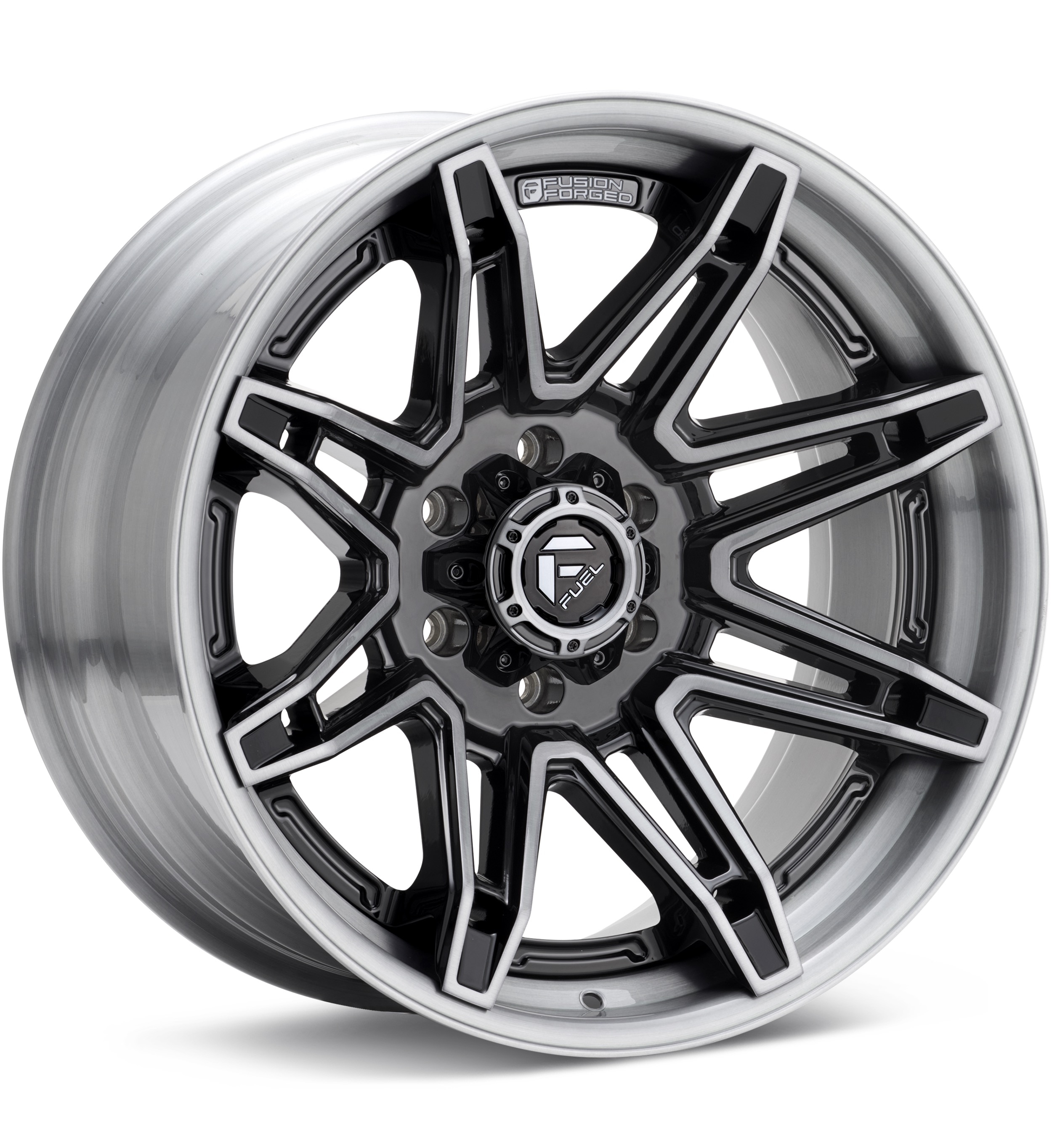 Fuel Off-Road, Fuel Off-Road Brawl Gloss Black Machine w/GreyTint Wheels 20 In 20x10 -18 FC401BT20108718N