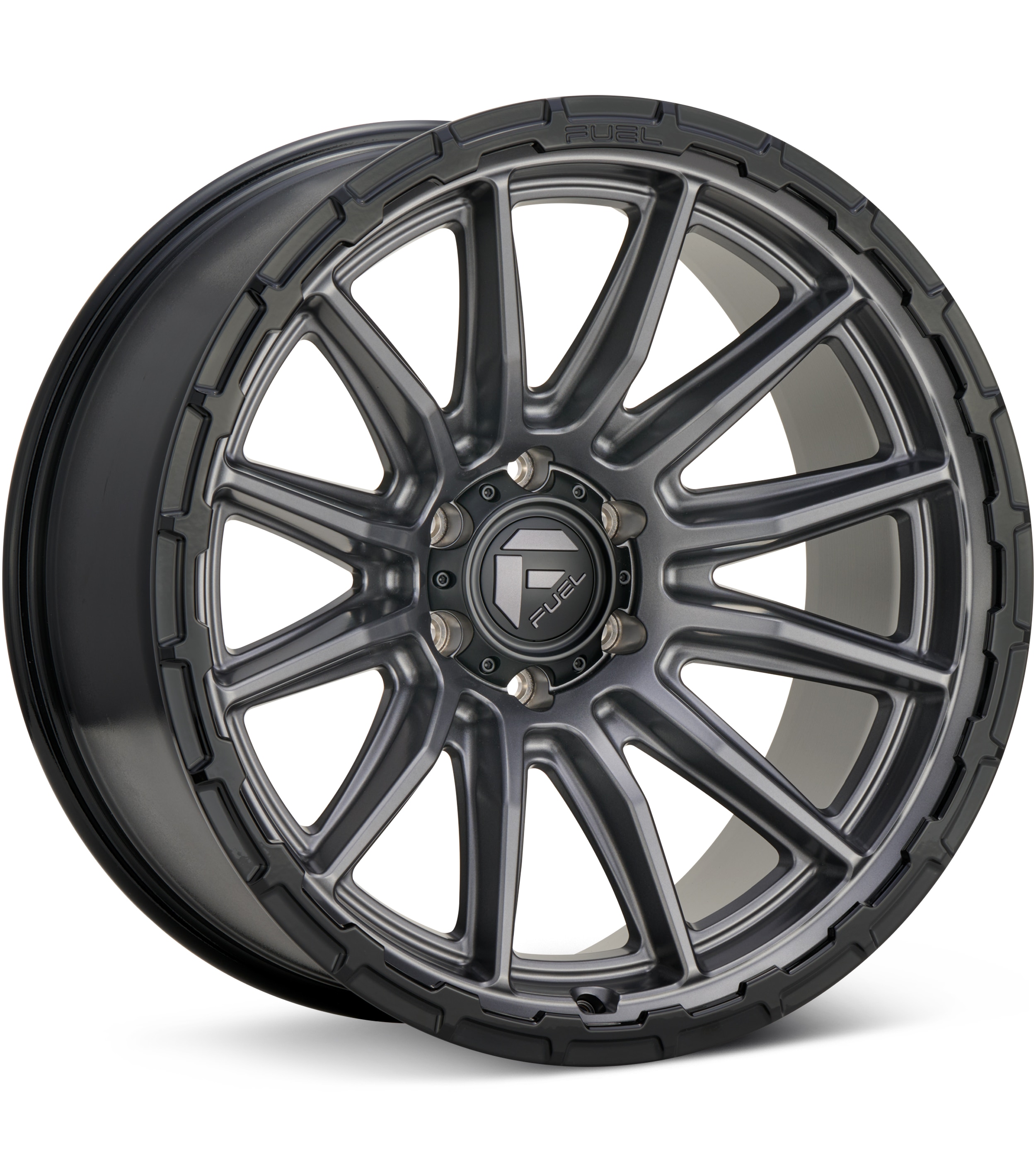 Fuel Off-Road Piston Gunmetal w/Gloss Black Lip Wheels 17 In 17x9 +01