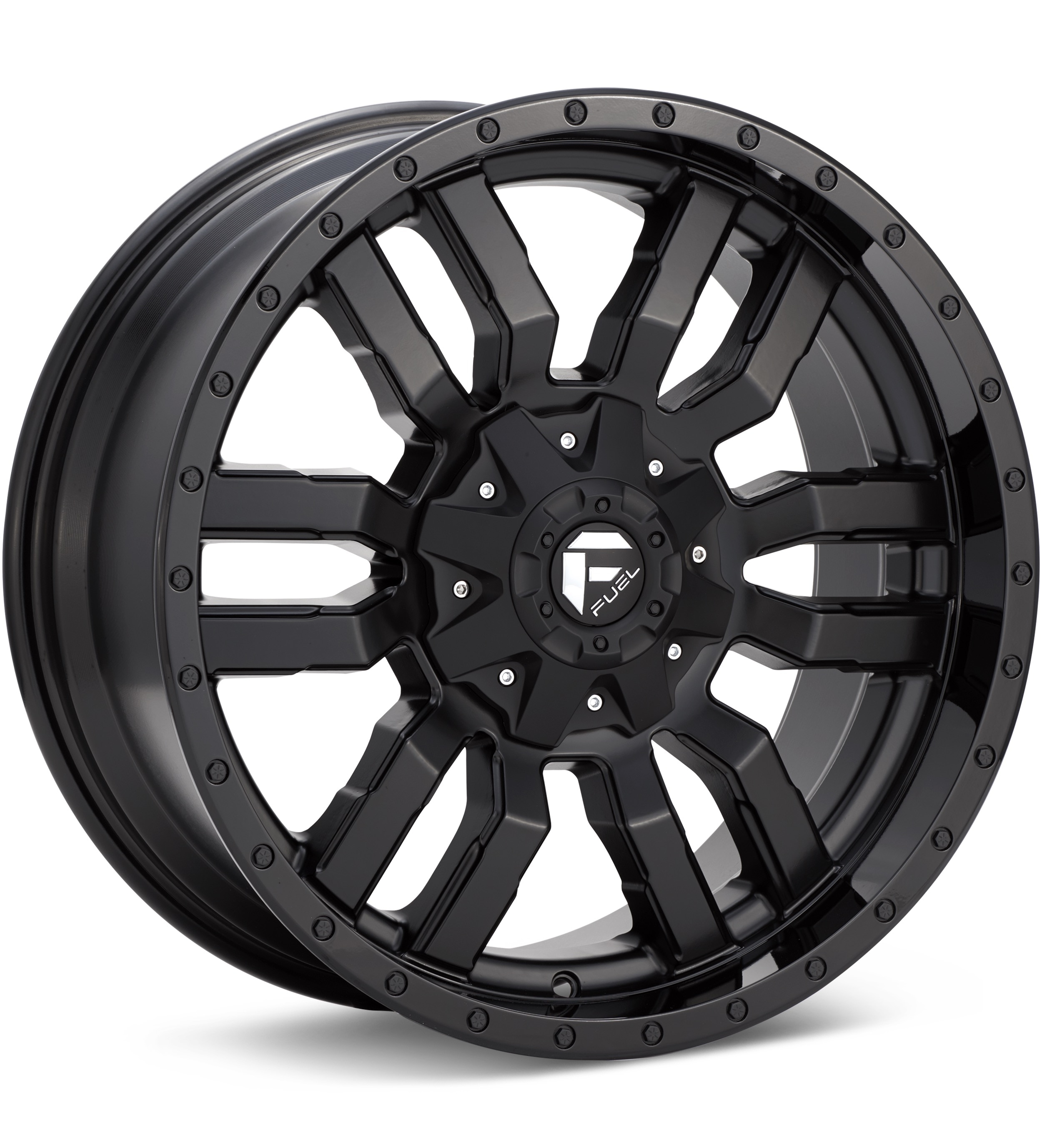 Fuel Off-Road Sledge Black w/Gloss Black Lip Wheels 17 In 17x9 -12