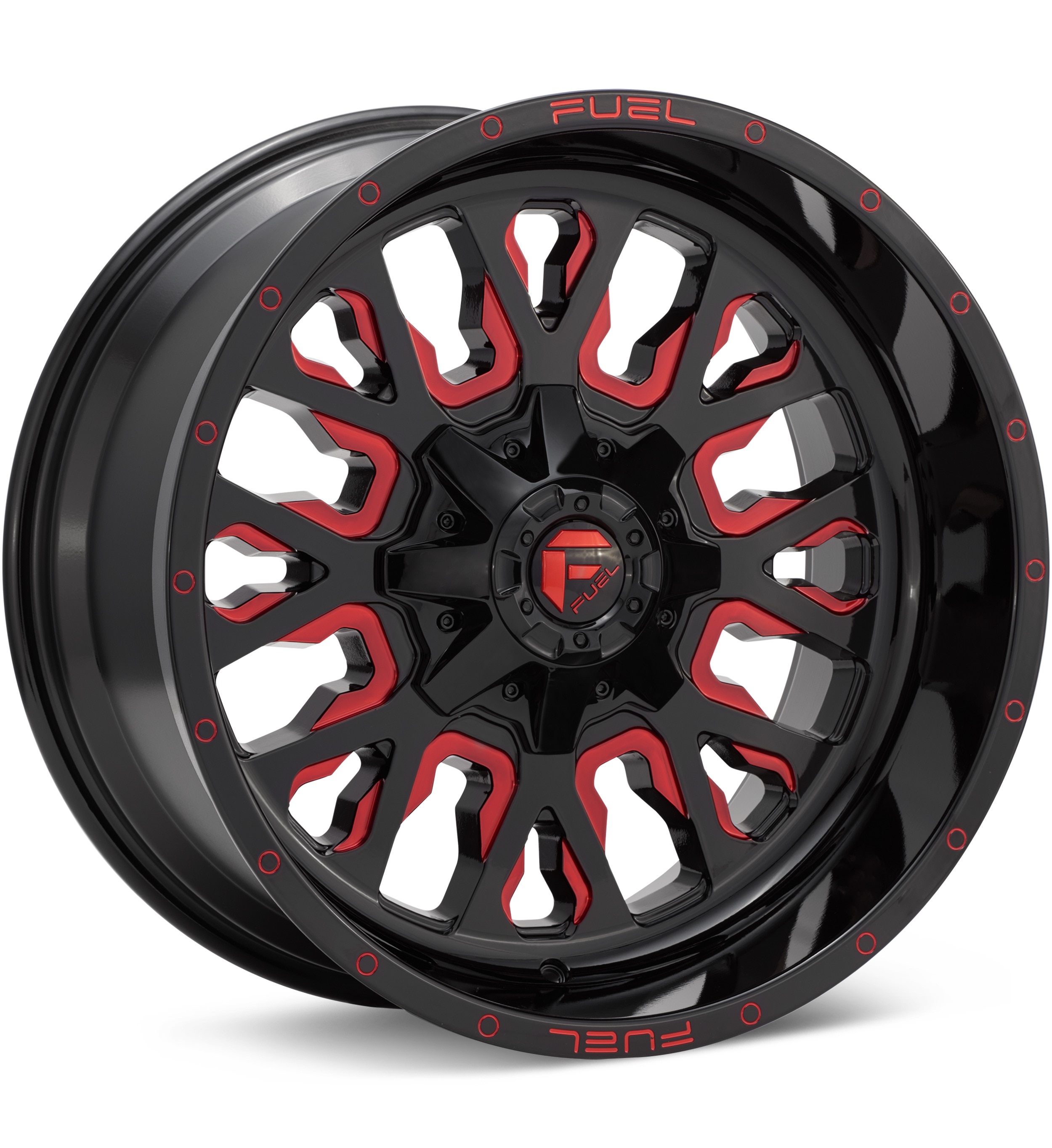 Fuel Off-Road Stroke Black w/Red Accent Wheels 17 In 17x9 -12
