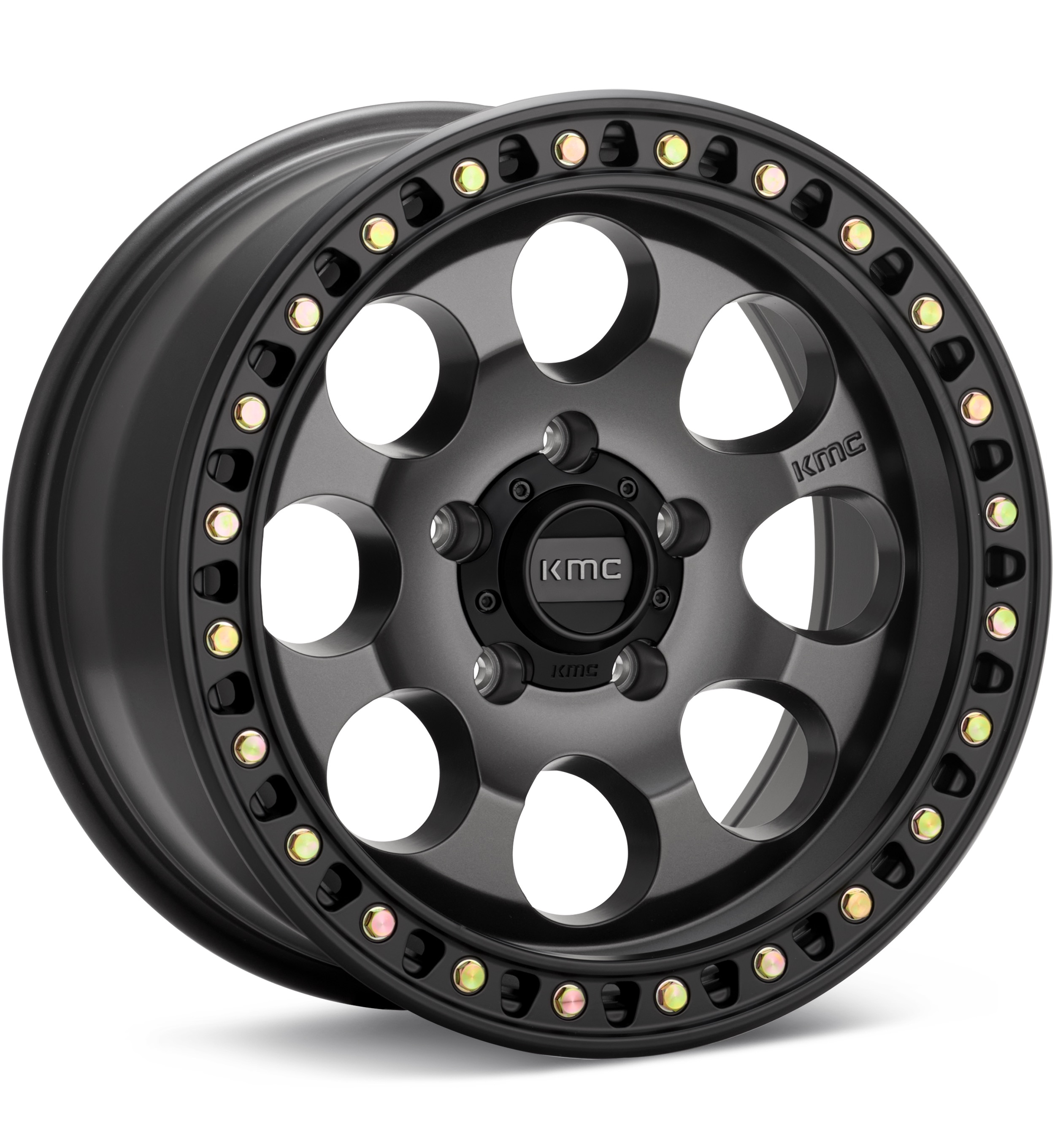KMC KM550 Riot SBL Anthracite w/Black Lip Wheels 17 In 17x9 -12 KM550AB17905012N