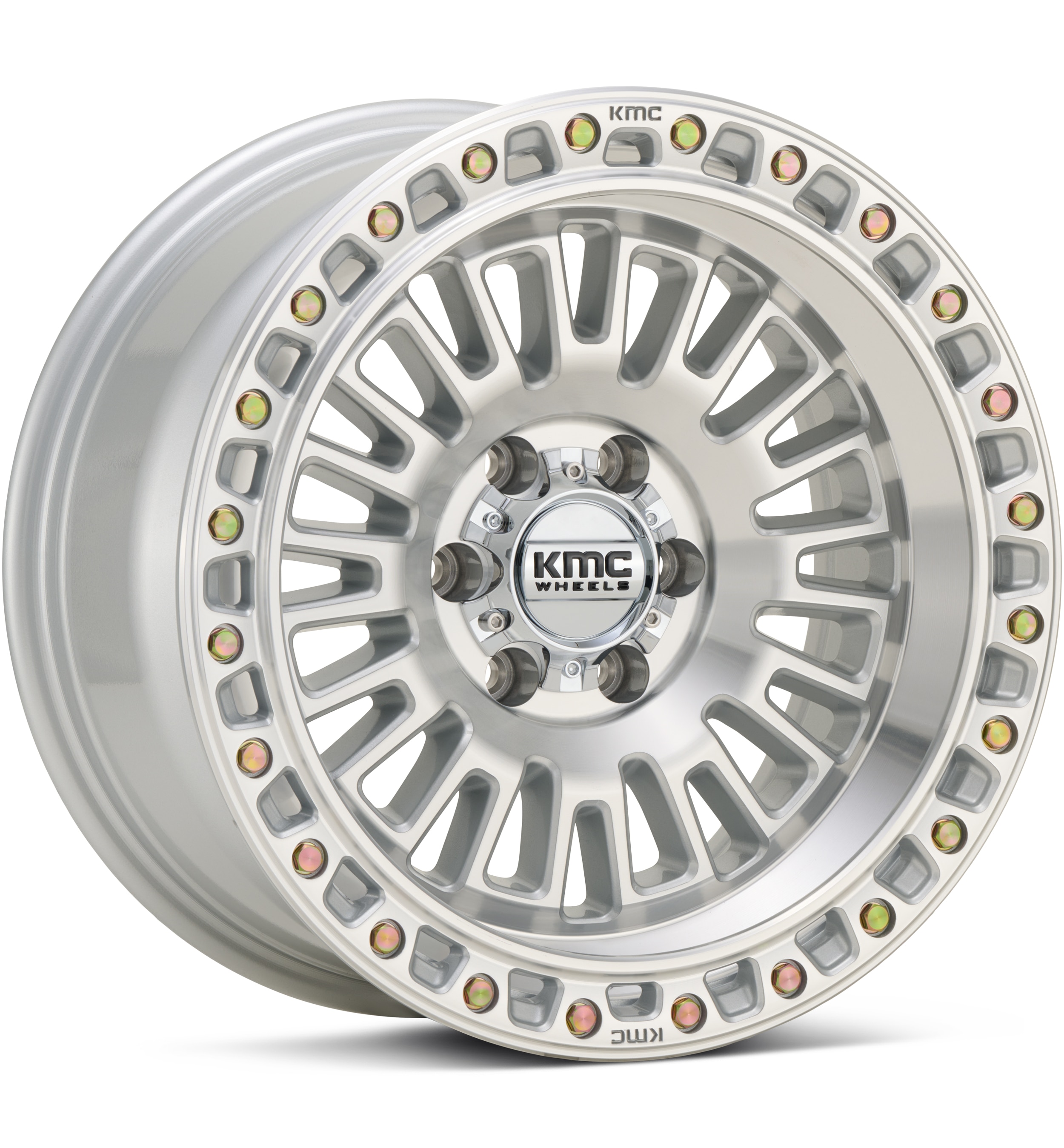 KMC KM554 Aztec Gloss Silver Machined w/Clear Wheels 17 In 17x8.5 0 KM554SD17856800