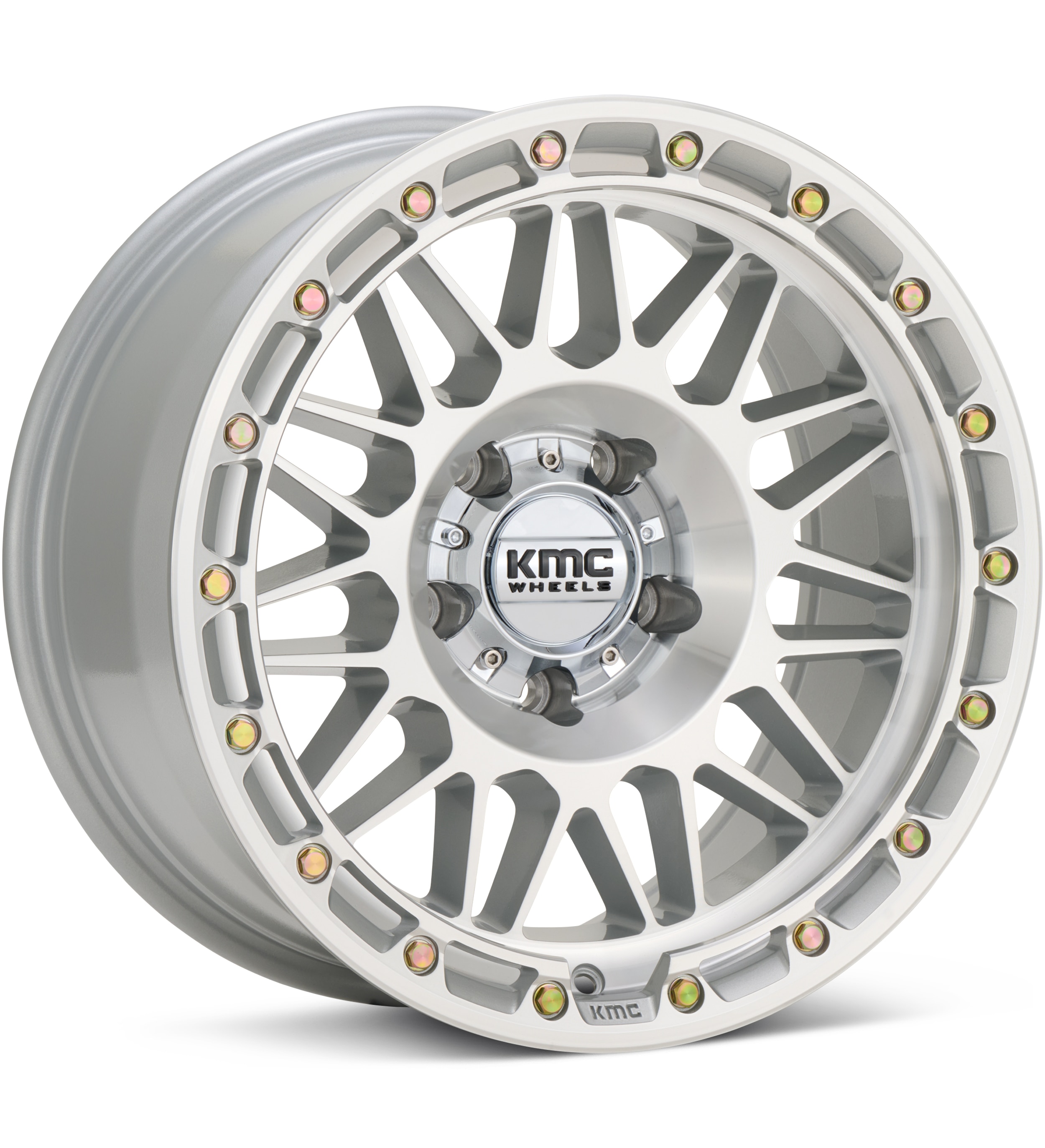 KMC KM555 Attack Gloss Silver Machined w/Clear Wheels 17 In 17x8.5 +25 KM555SD17856825