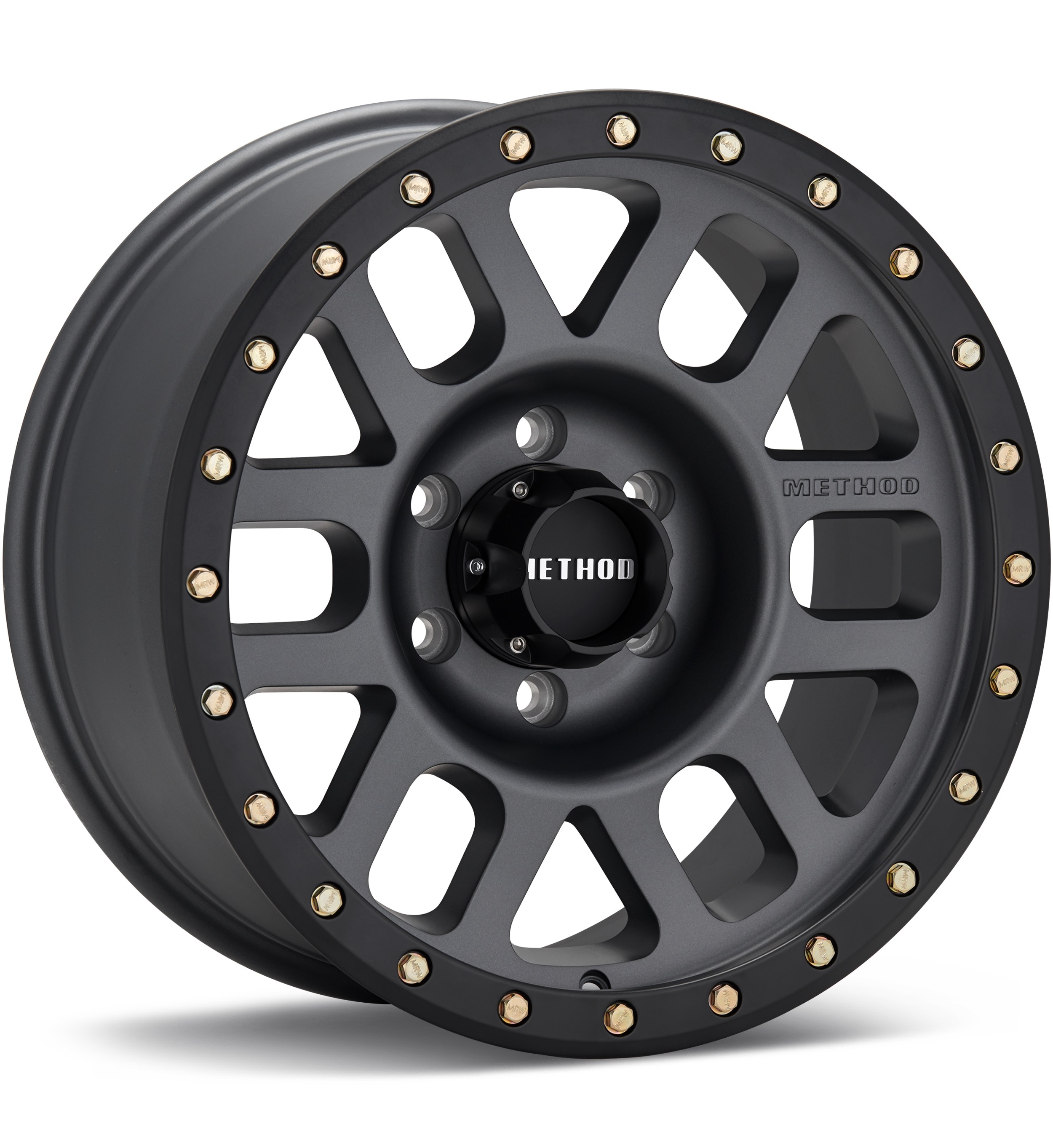 Method MR309 Grid Matte Grey w/Black Lip Wheels 17 In 17x8.5 0