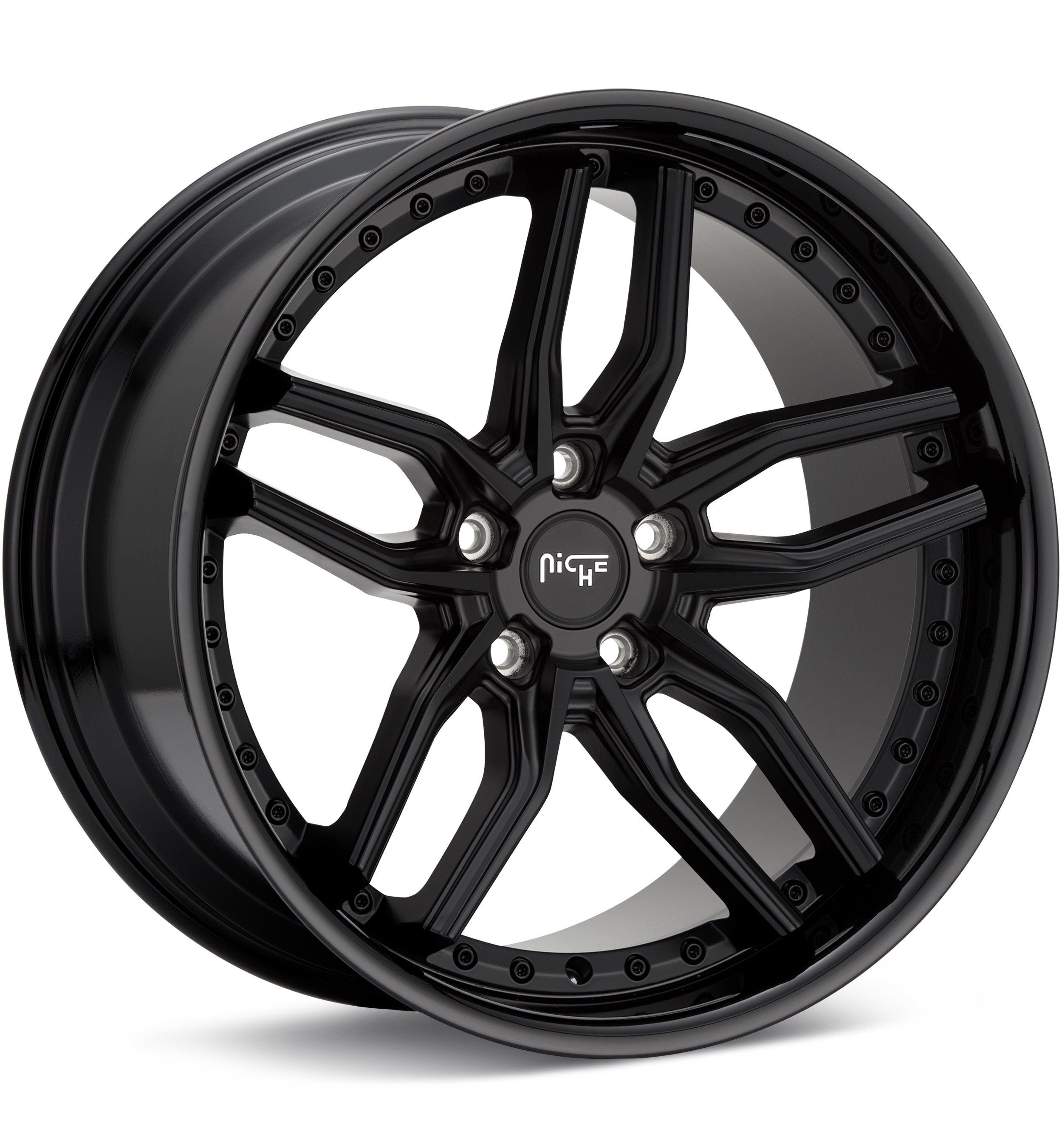 Niche Road Wheels Methos Black w/Gloss Black Lip Wheels 19 In 19x9.5 +35
