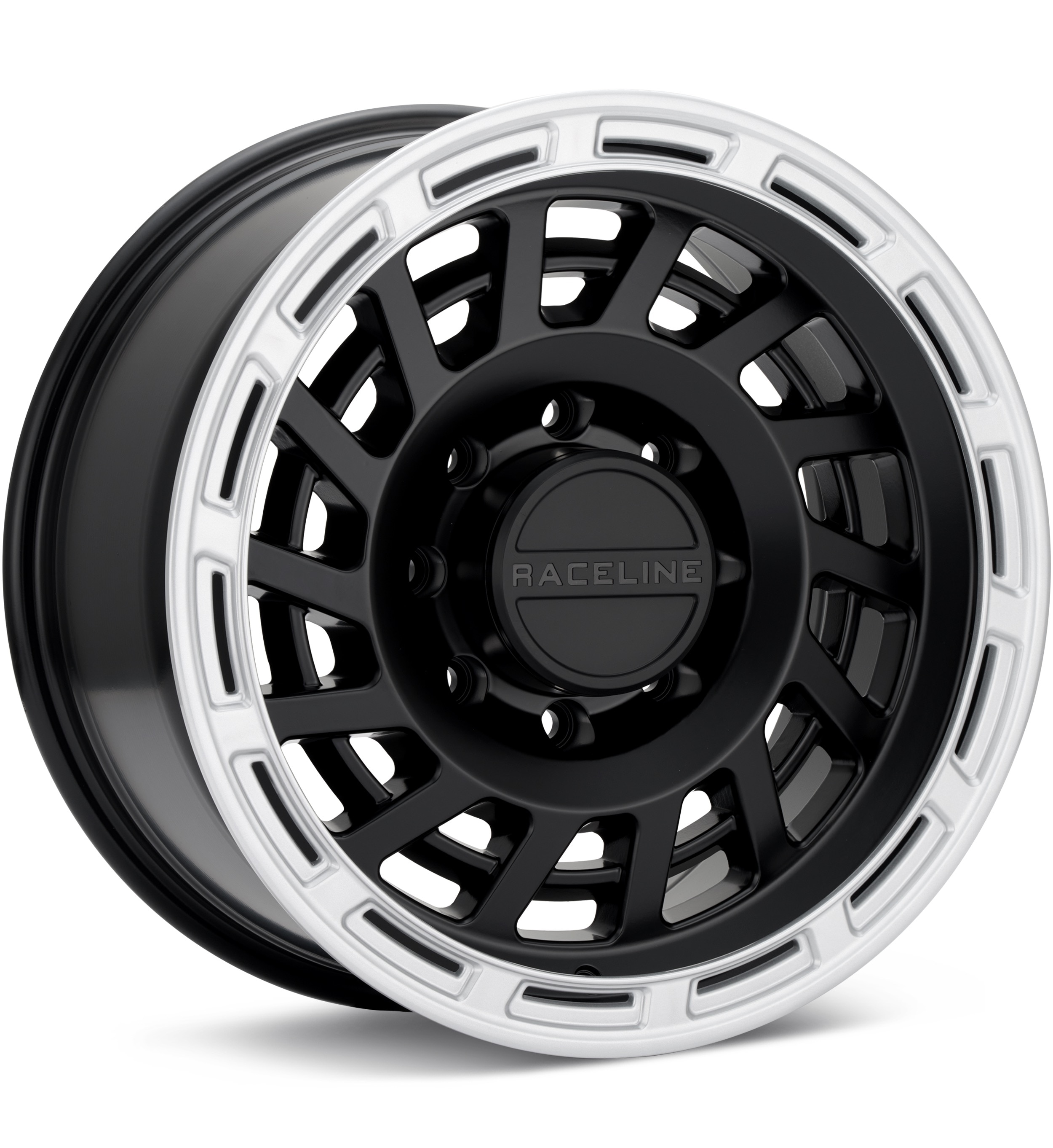 Raceline Halo 8-Lug Satin Black w/Silver Ring Wheels 17 In 17x9 -12