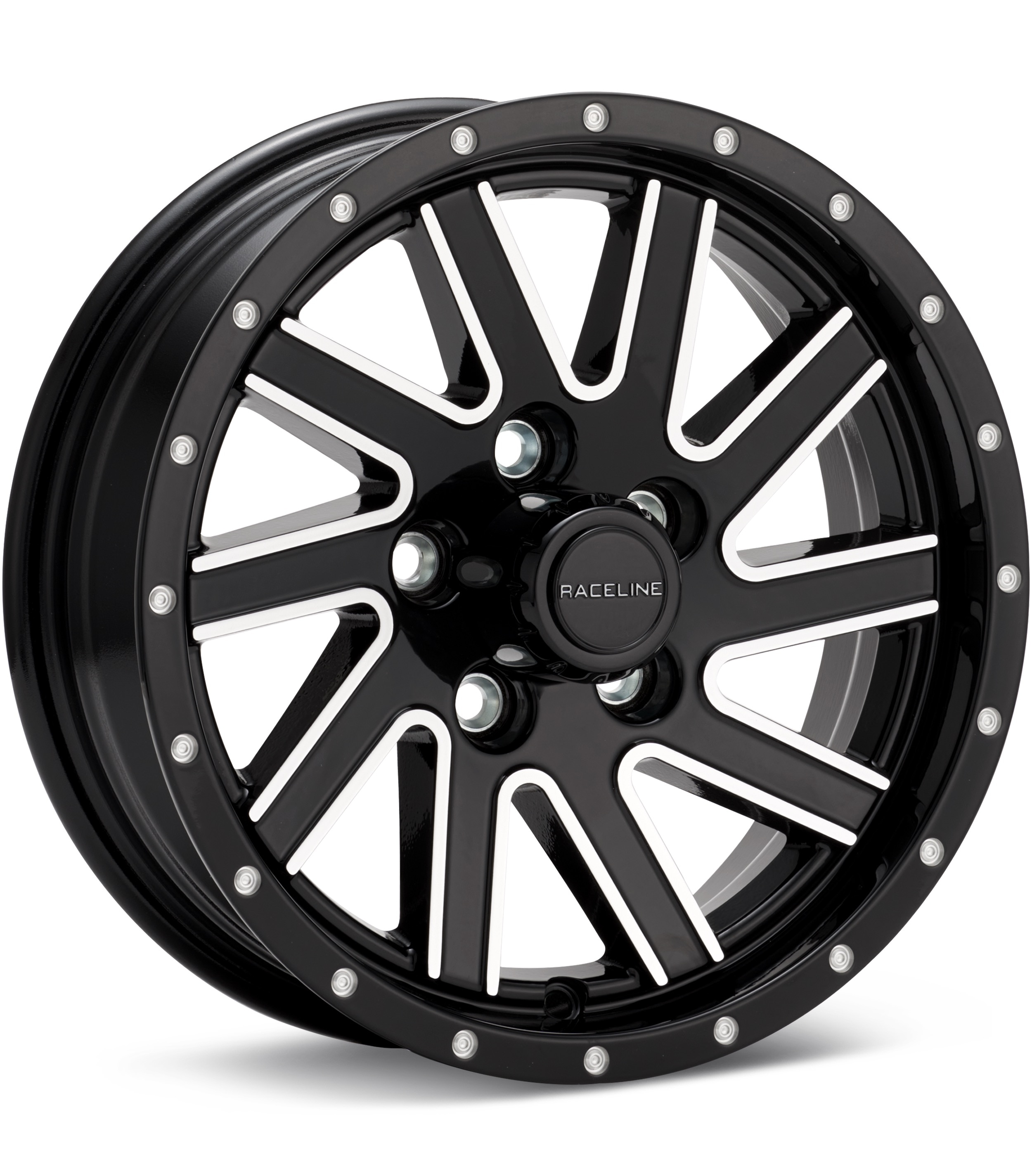 Raceline Trailer 820 Twisted Machined w/Gloss Black Accent Wheels 15 In 15x5 00