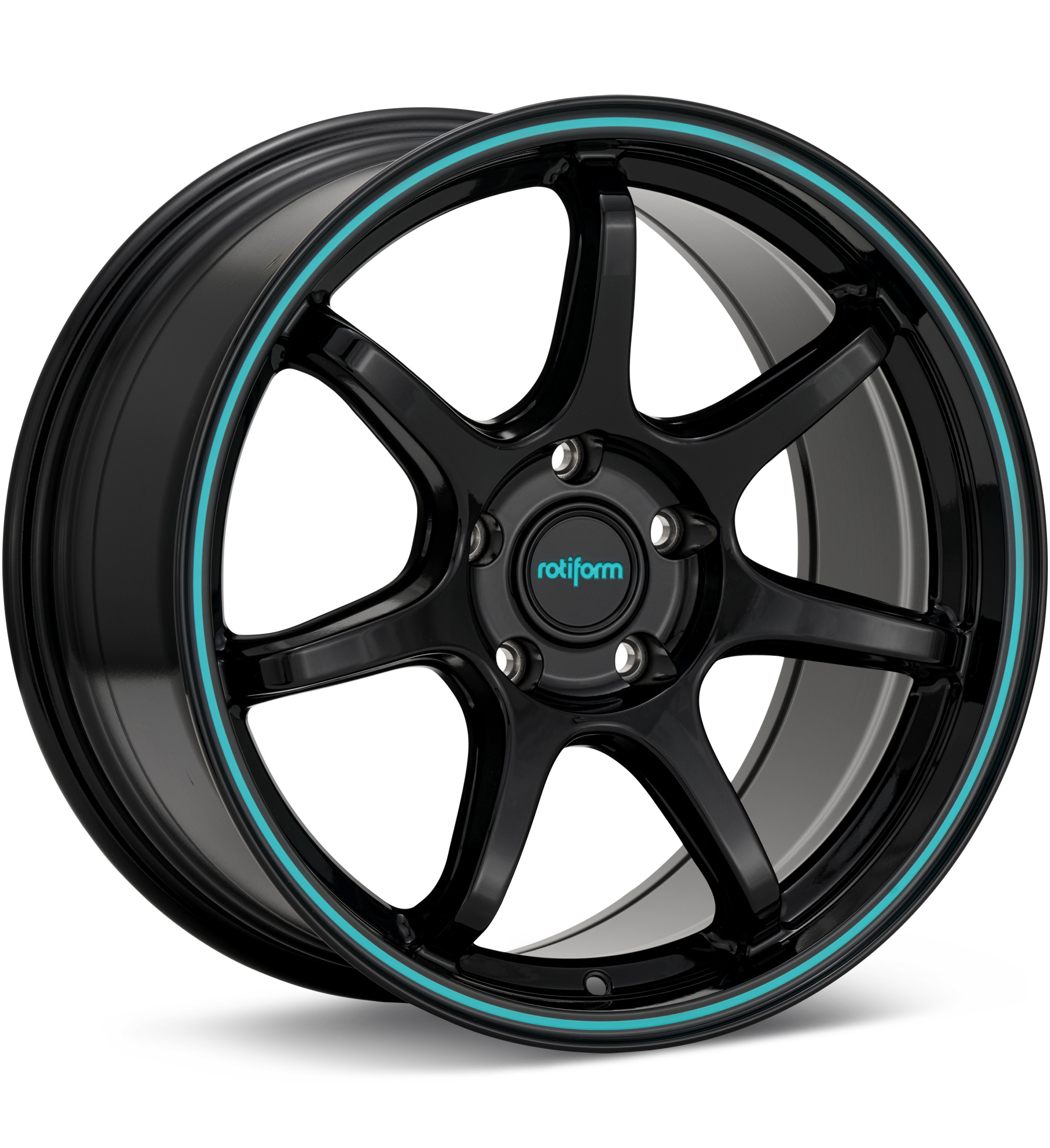 rotiform BPU Gloss Black w/Teal Stripe Wheels 19 In 19x9.5 +20 RC208BL19951220