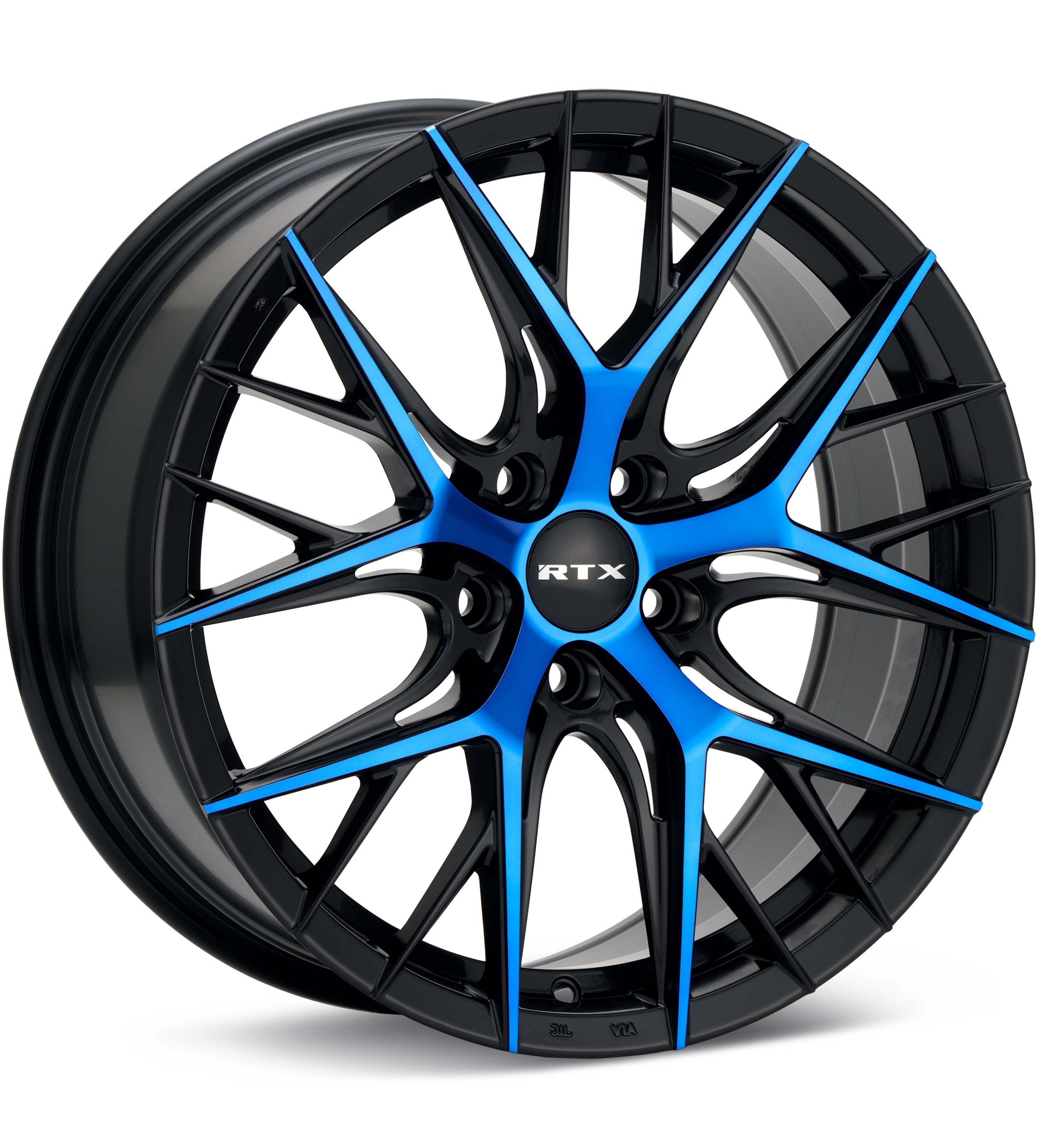 RTX Wheels, RTX Wheels Valkyrie Black w/Blue Accent Wheels 18 In 18x8 +40 083054