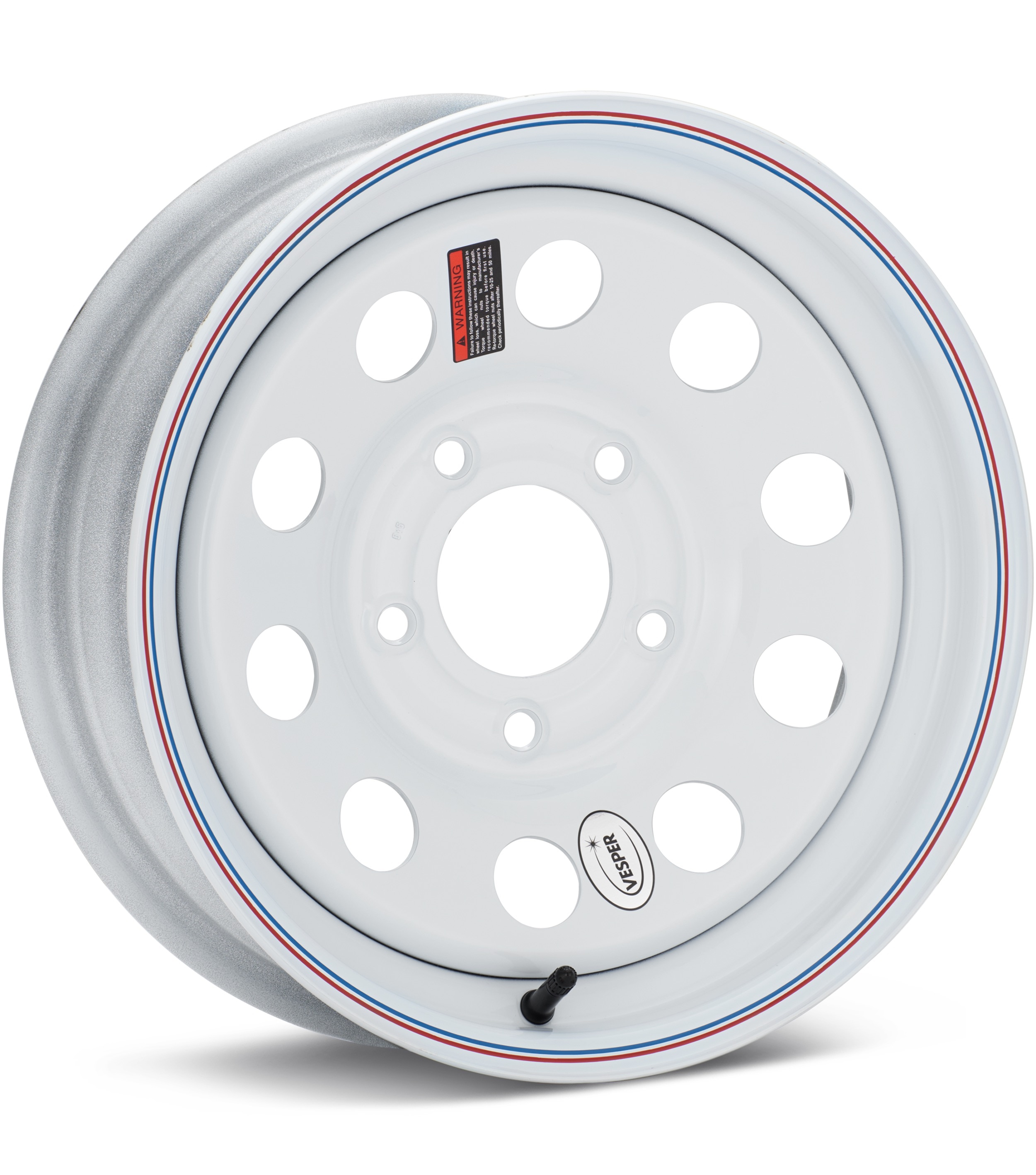 Taskmaster Trailer Vesper 15 5-Lug Gloss White w/Stripes Wheels 15 In 15x5 00