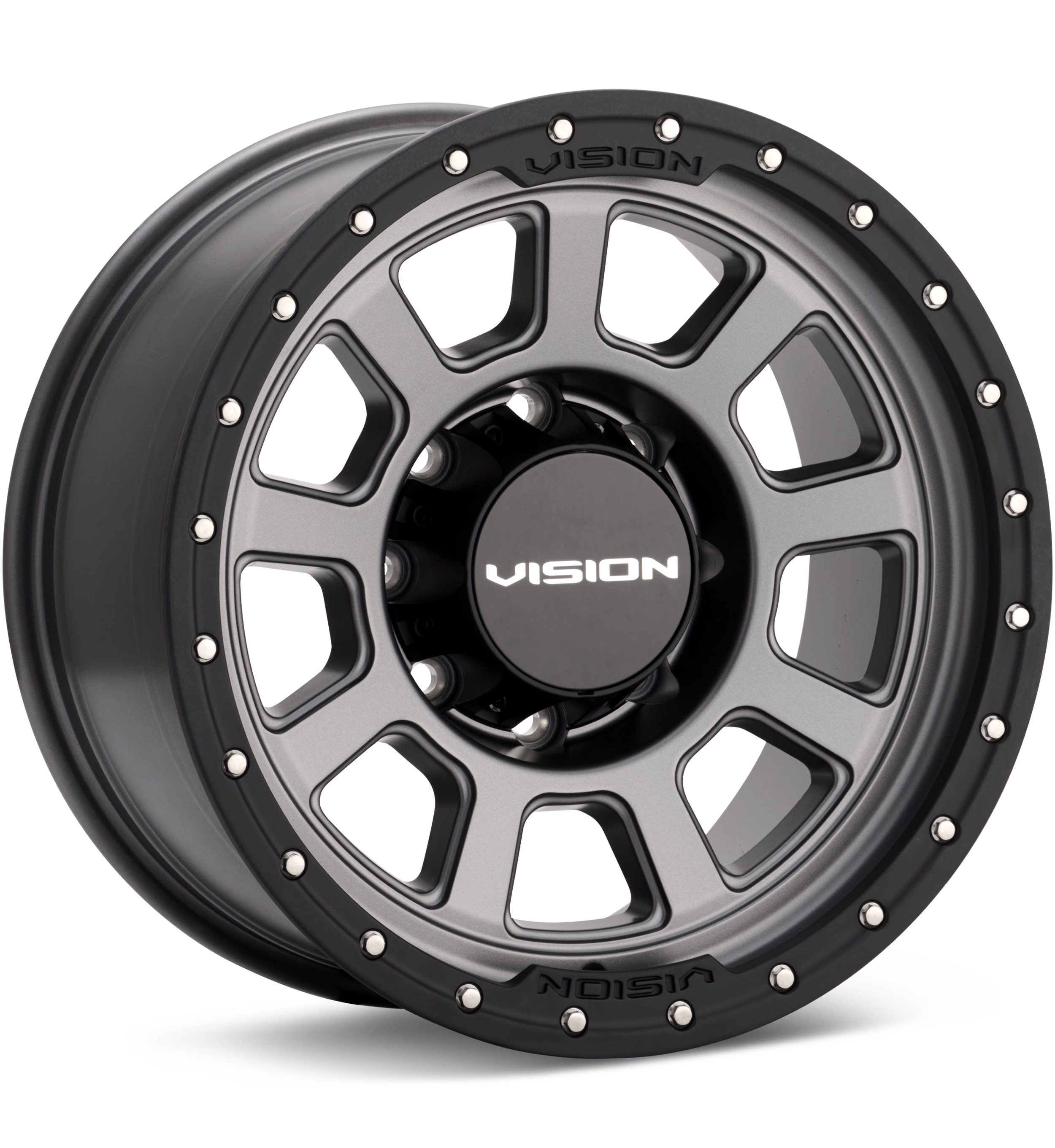 Vision Wheel Ojos Grey w/Black Lip Wheels 20 In 20x9 +12