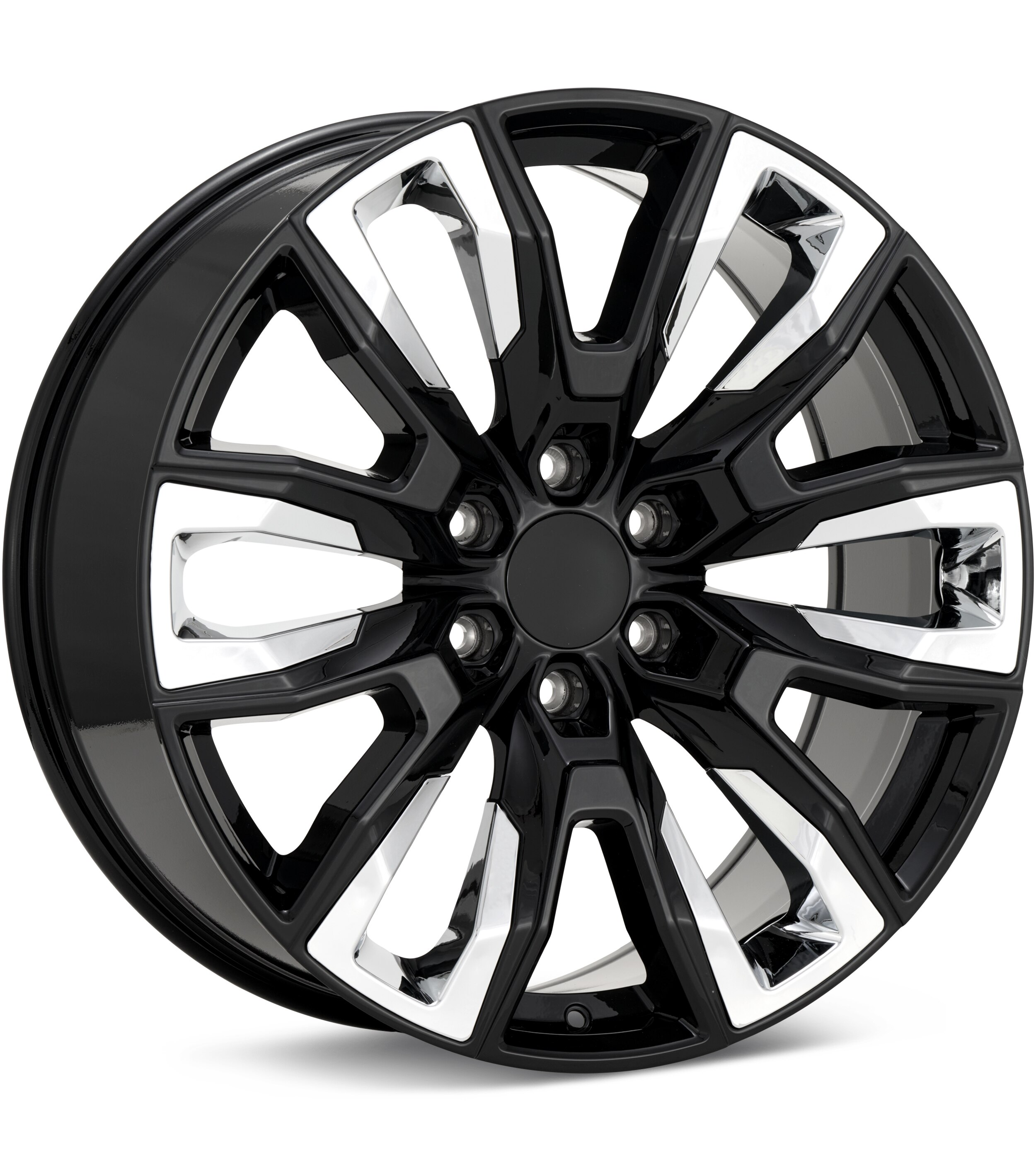 Voxx Replica DN4 Gloss Black w/Chrome Inserts Wheels 22 In 22x9 +28 DN4 229613928 GB