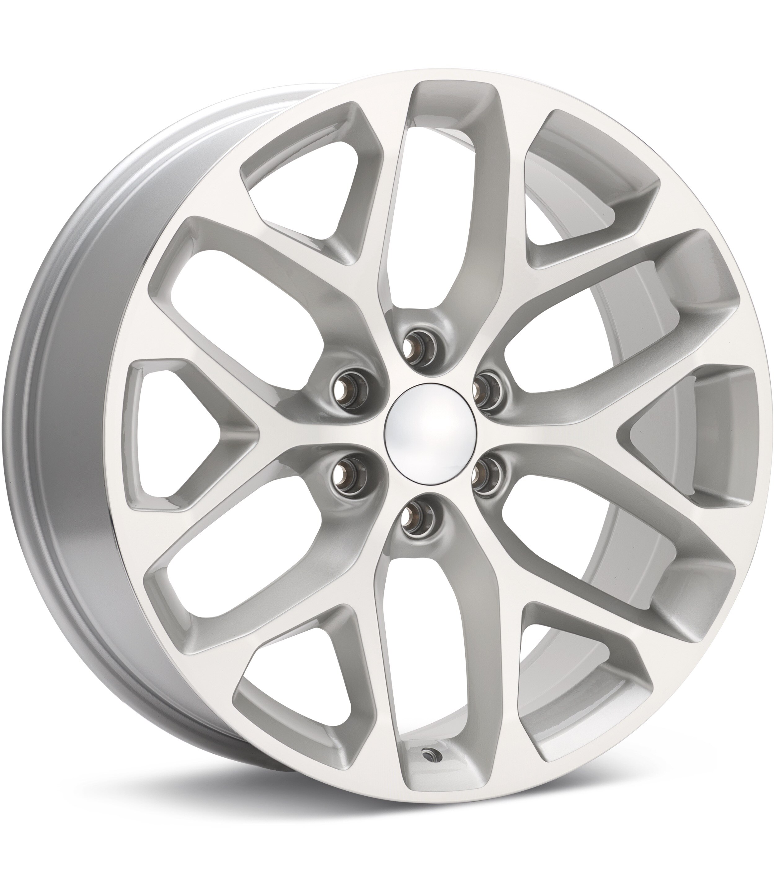 Voxx Replica Snowflake Silver Machined w/Clearcoat Wheels 22 In 22x9 +24