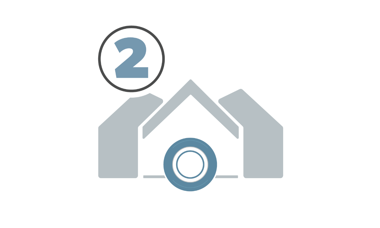 Step 2: Deliver—illustration of a tire arriving at home with a number two icon