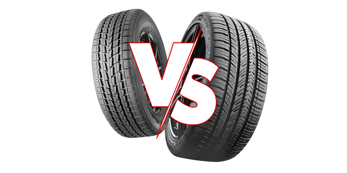 Two tires side by side with a “VS” graphic overlay, representing Expert Testing to guide your buy