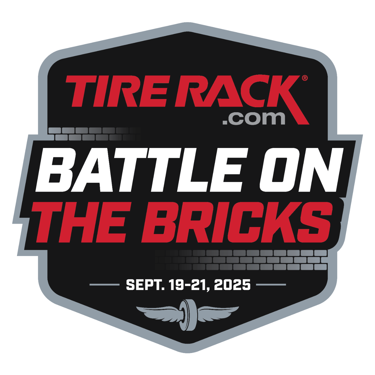 TireRack.com Battle on the Bricks logo. Event dates: September 19–21, 2025.