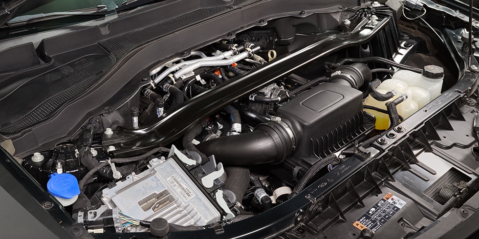 Close up of a 2022 Ford Explorer Engine Bay