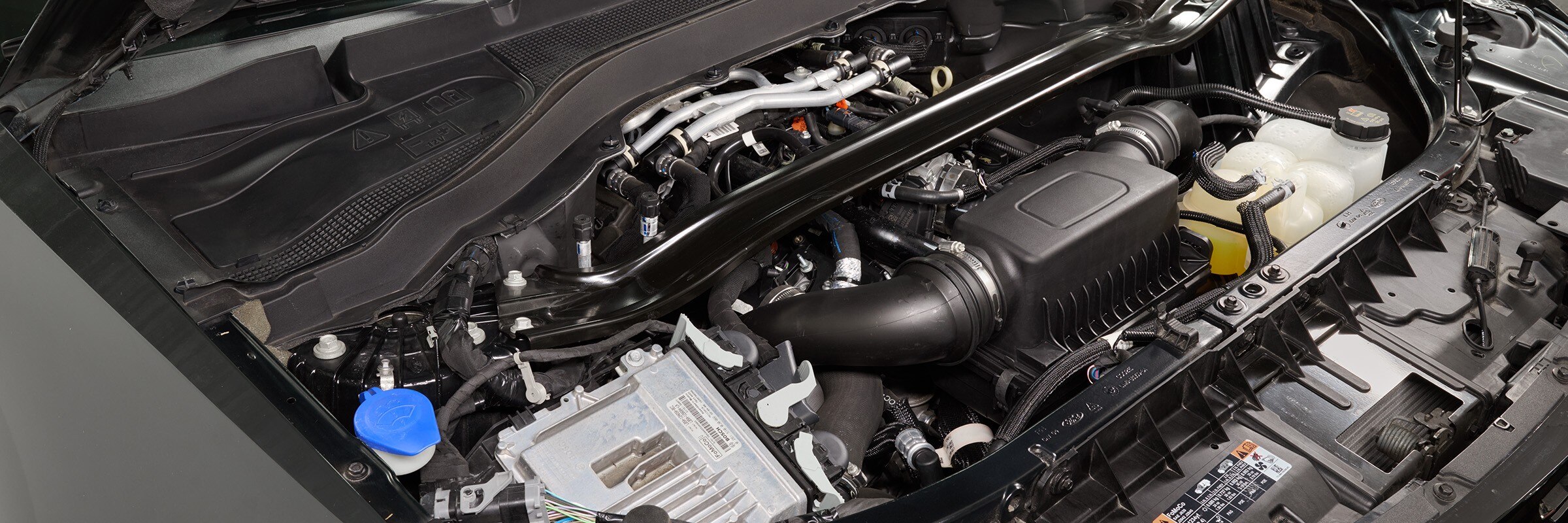 Close up shots of a 2022 Ford Explorer engine bay