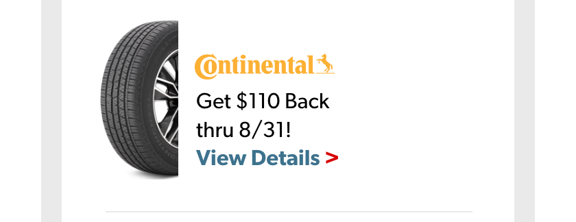 Buy 4 Select Tires, Get a $110 Continental Tires Prepaid Mastercard