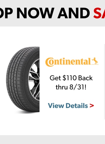 Buy 4 Select Tires, Get a $110 Continental Tires Prepaid Mastercard