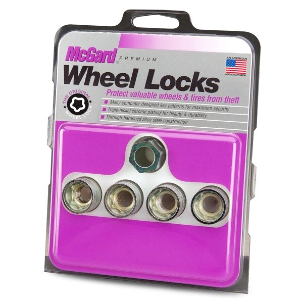 McGard Wheel Locks Set - M12 X 1.5 Cone Seat Under Hub Cap Locks (Silver, 4-Pack)