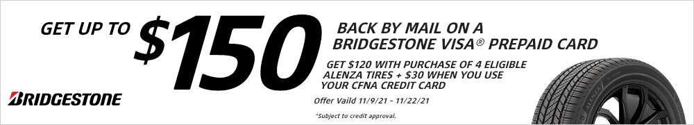 Buy Bridgestone Alenza Tires, Get $120 by Mail