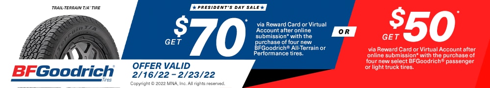 BFGoodrich®: Get Up to $70* Back After Online Submission*