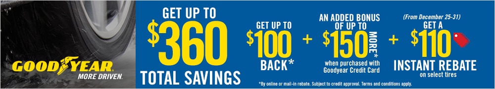 Get Up to $100 Back* from Goodyear