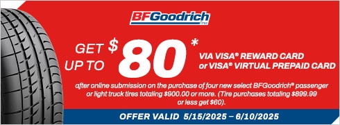 Buy a set of 4 and get up to $80 after online submission*