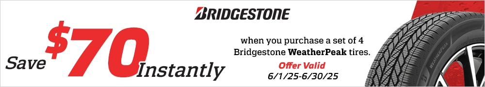 Save $70 Instantly on a Set of Four Bridgestone WeatherPeak Tires