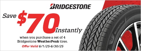 Save $70 Instantly on a Set of Four Bridgestone WeatherPeak Tires