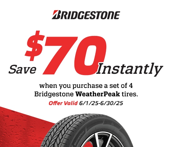 Save $70 Instantly on a Set of Four Bridgestone WeatherPeak Tires