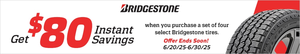 Save $80 Instantly on Four Select Bridgestone Tires